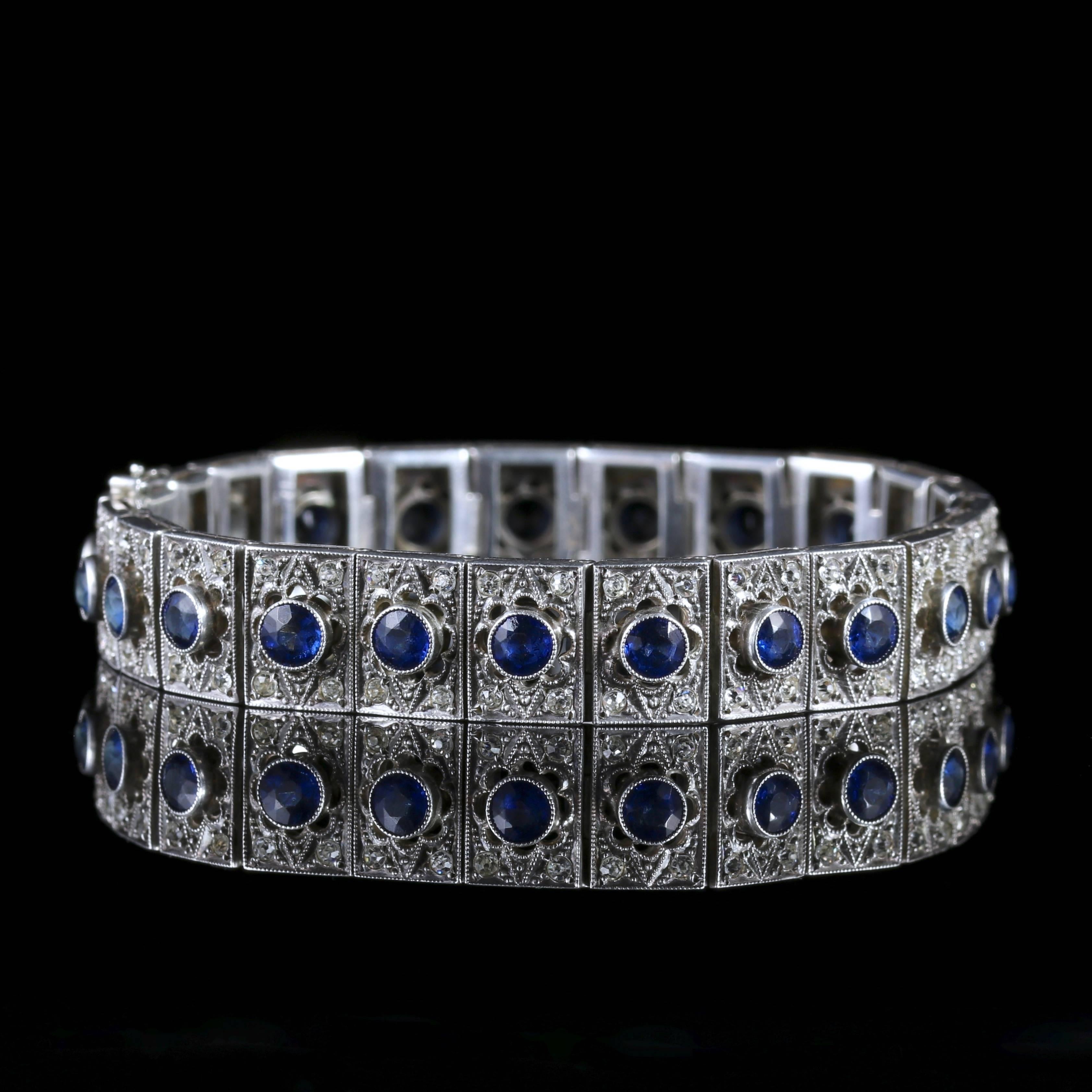 This genuine Sterling Silver Art Deco Paste bracelet is Circa 1920.

Art Deco, named after the 1925 Paris Exposition des Arts Decoratifs et Industriels Modernes, represents the style of the decorative arts popular between the two wars.

Each link is