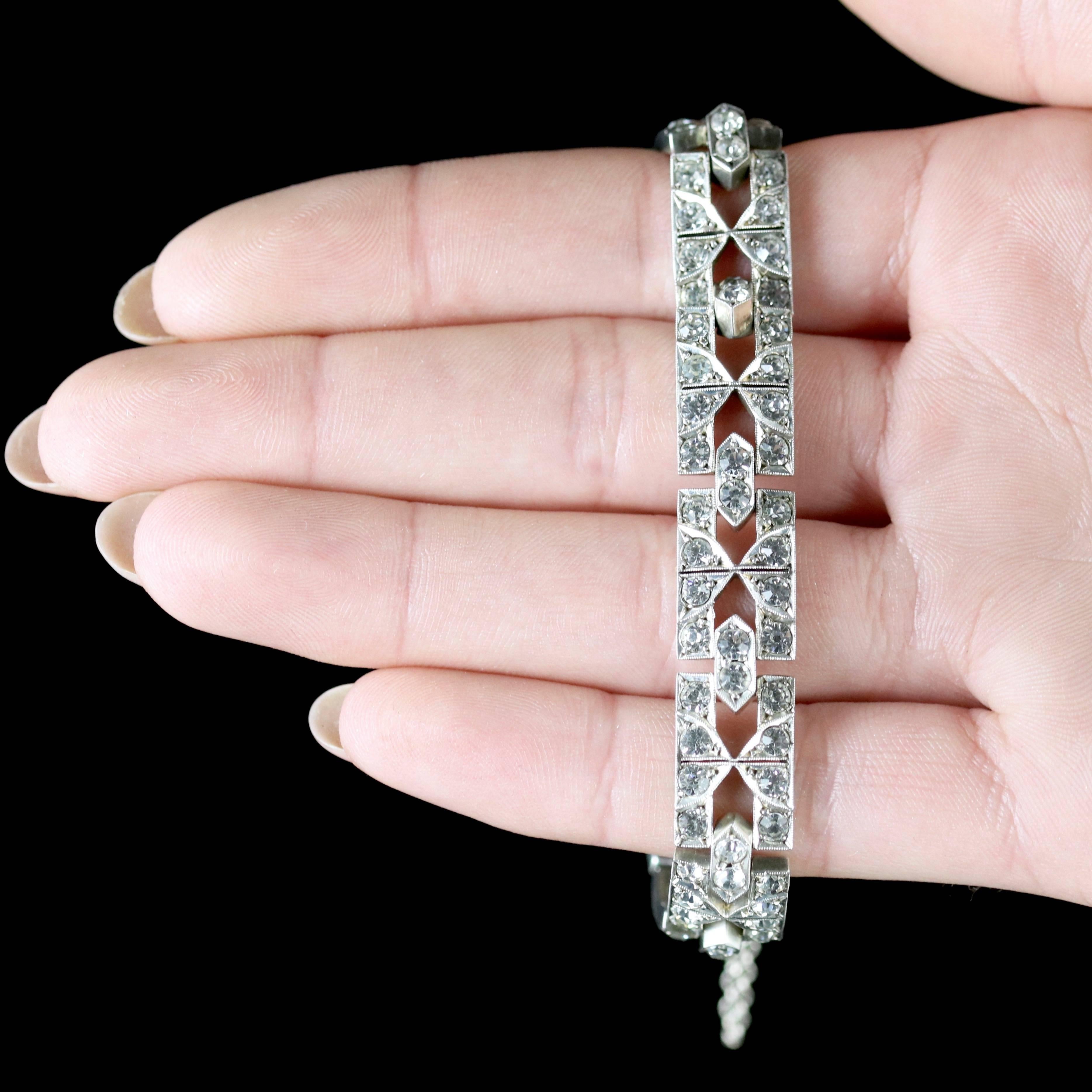 Antique Art Deco Silver Paste Bracelet, circa 1920 6