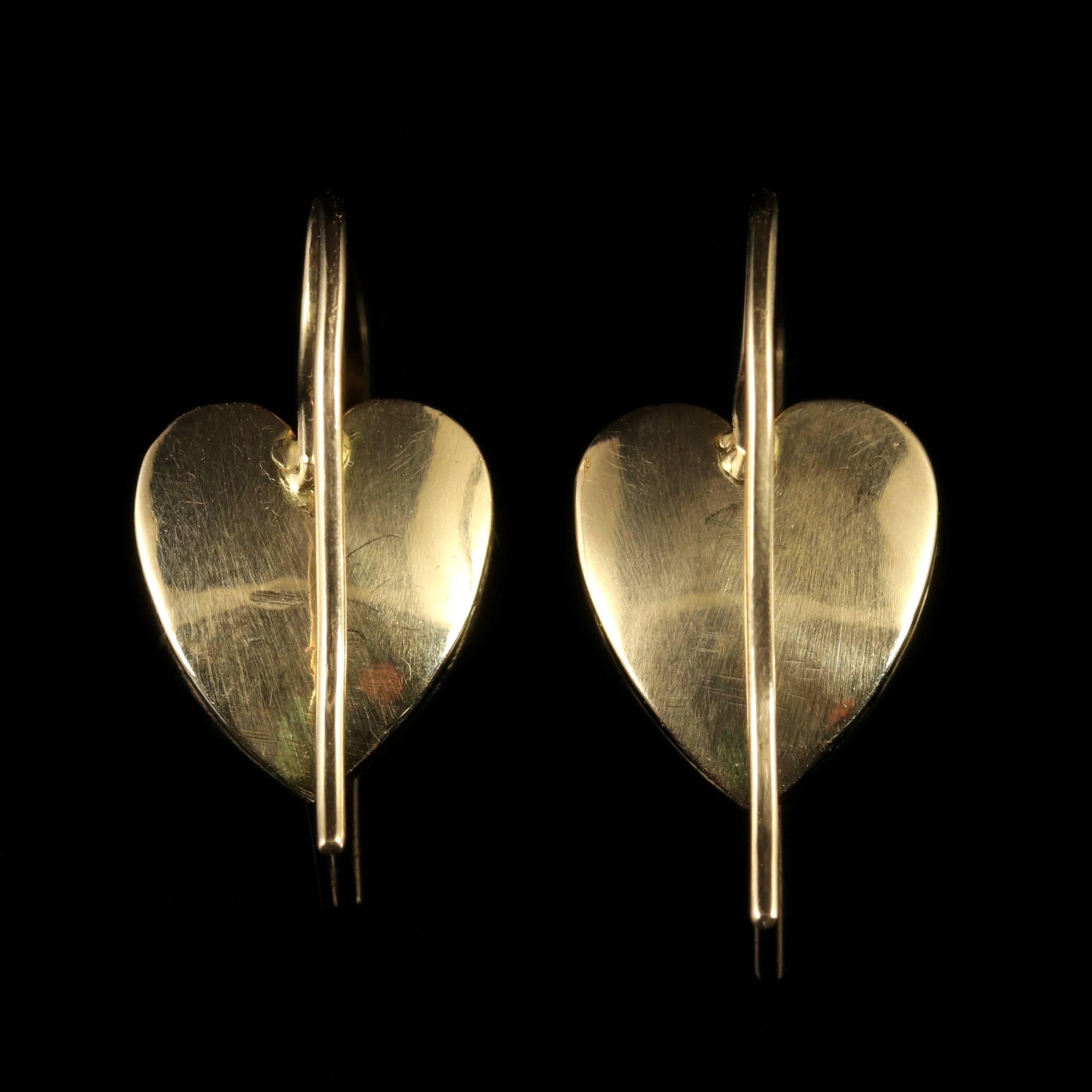 Antique Victorian Gold Heart Earrings, circa 1900 3