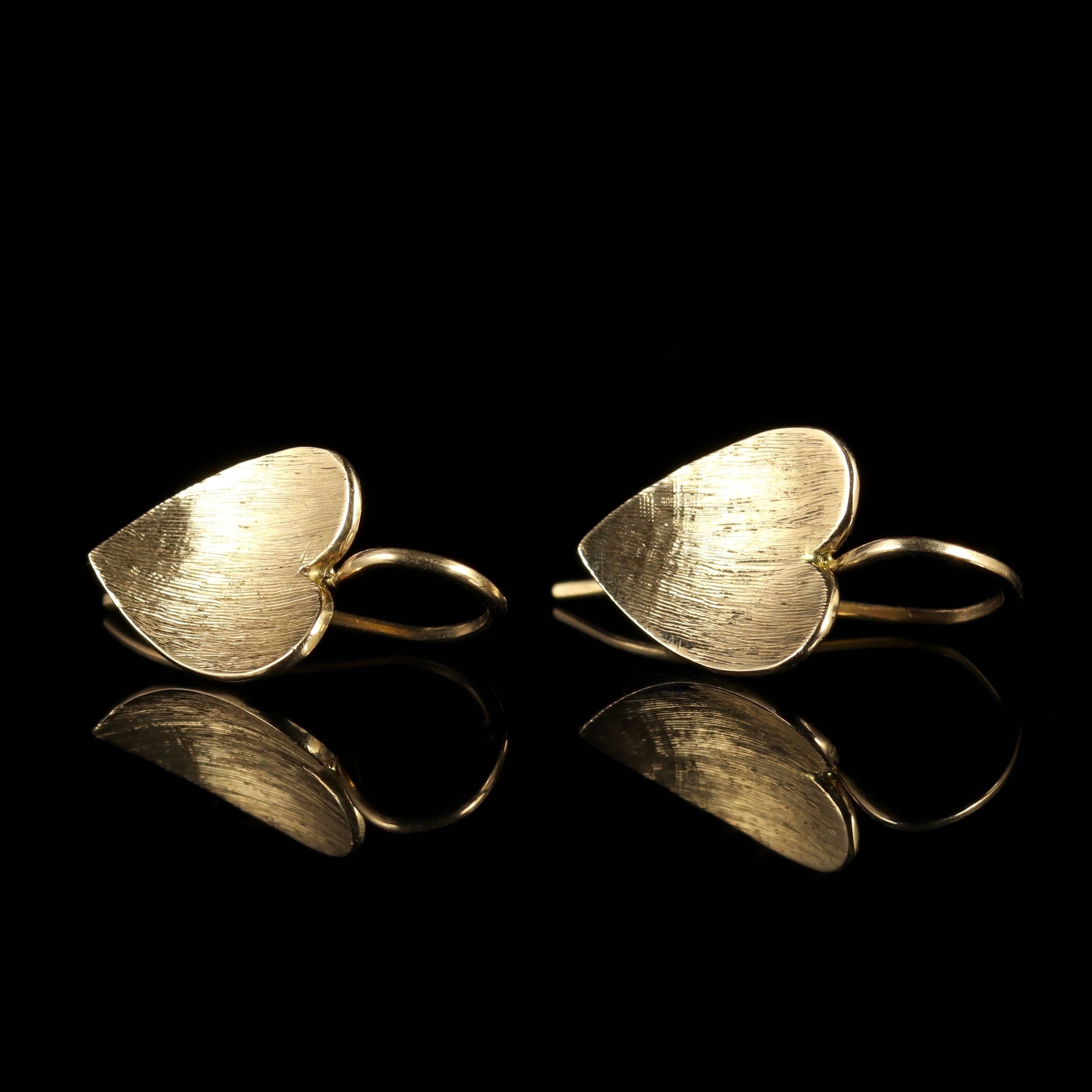 Antique Victorian Gold Heart Earrings, circa 1900 In Excellent Condition In Lancaster, Lancashire