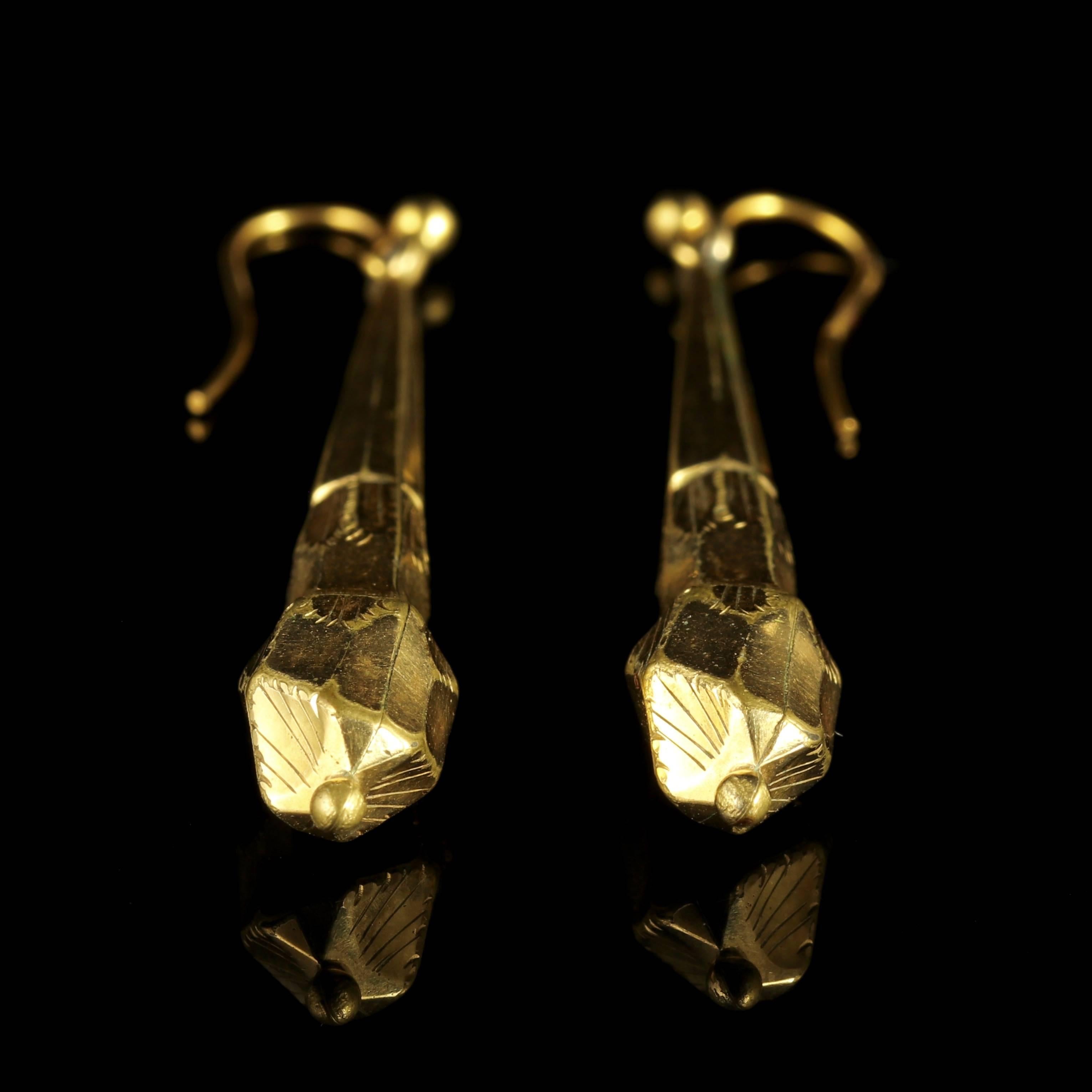 Antique Victorian Long Gold Gilt Earrings, circa 1900 1