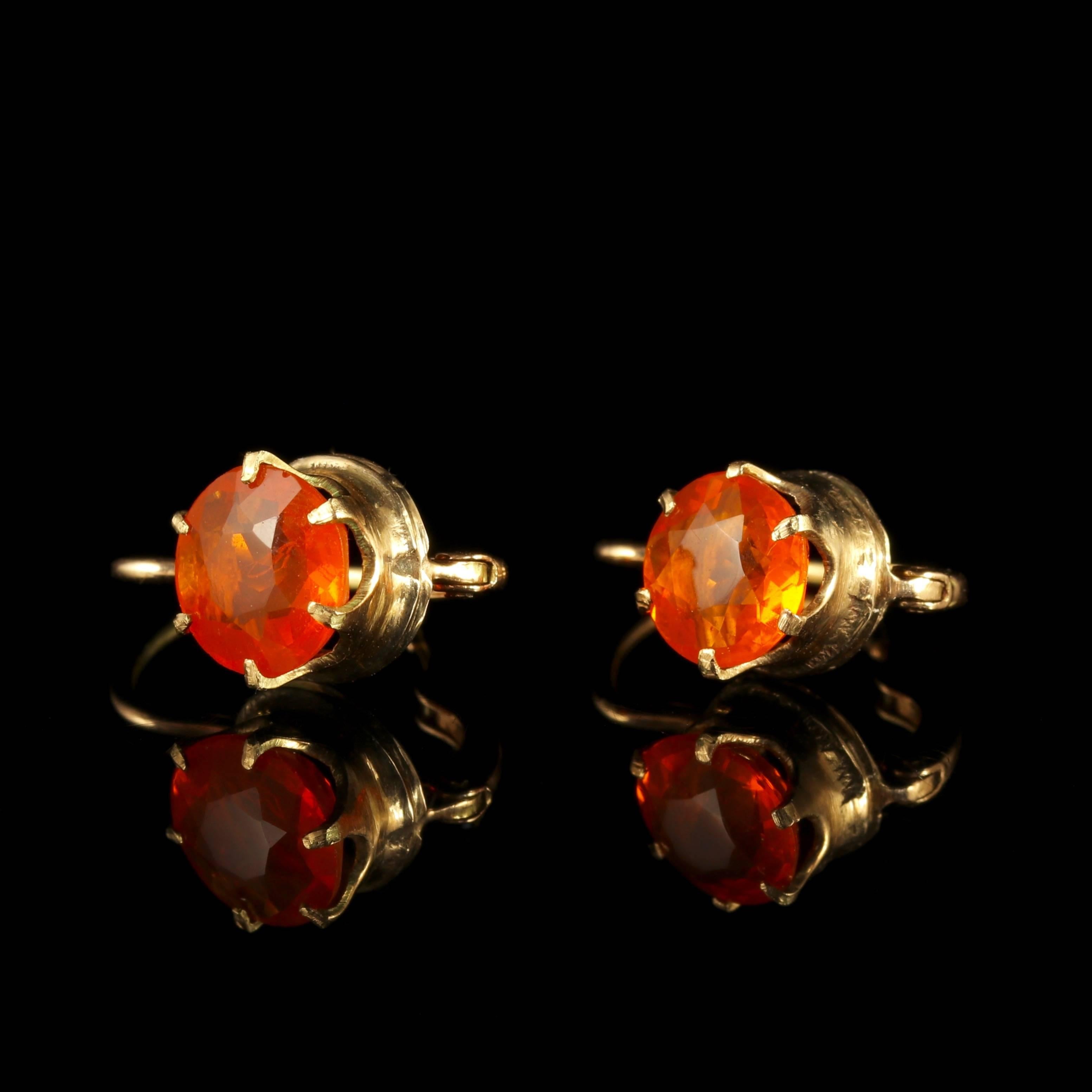 Antique Victorian Fire Opal Gold Earrings, circa 1900 1