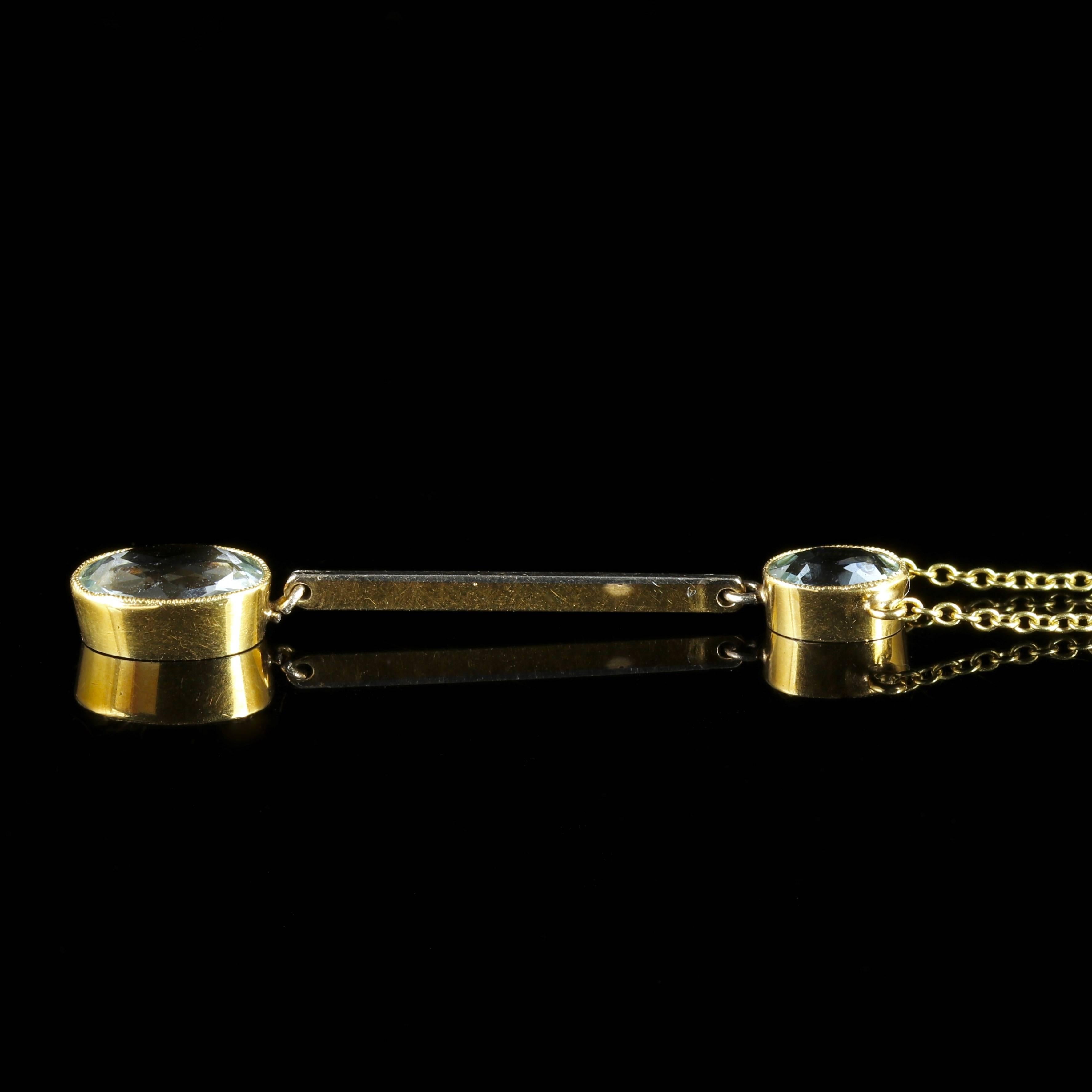 Women's Antique Edwardian Aquamarine Gold Pendant on Chain For Sale