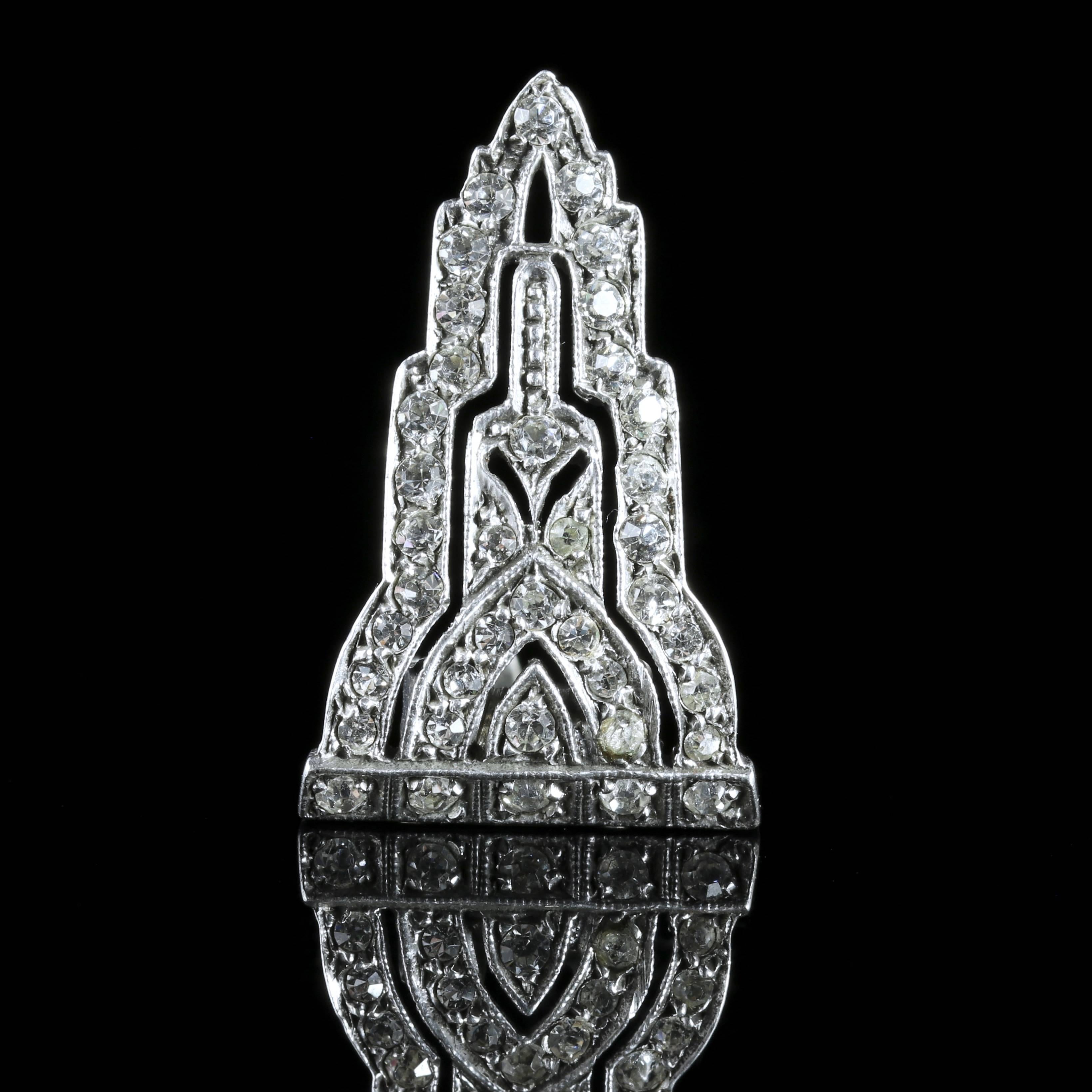 Art Deco Silver Double Clip Brooch Paste, 1920 1
