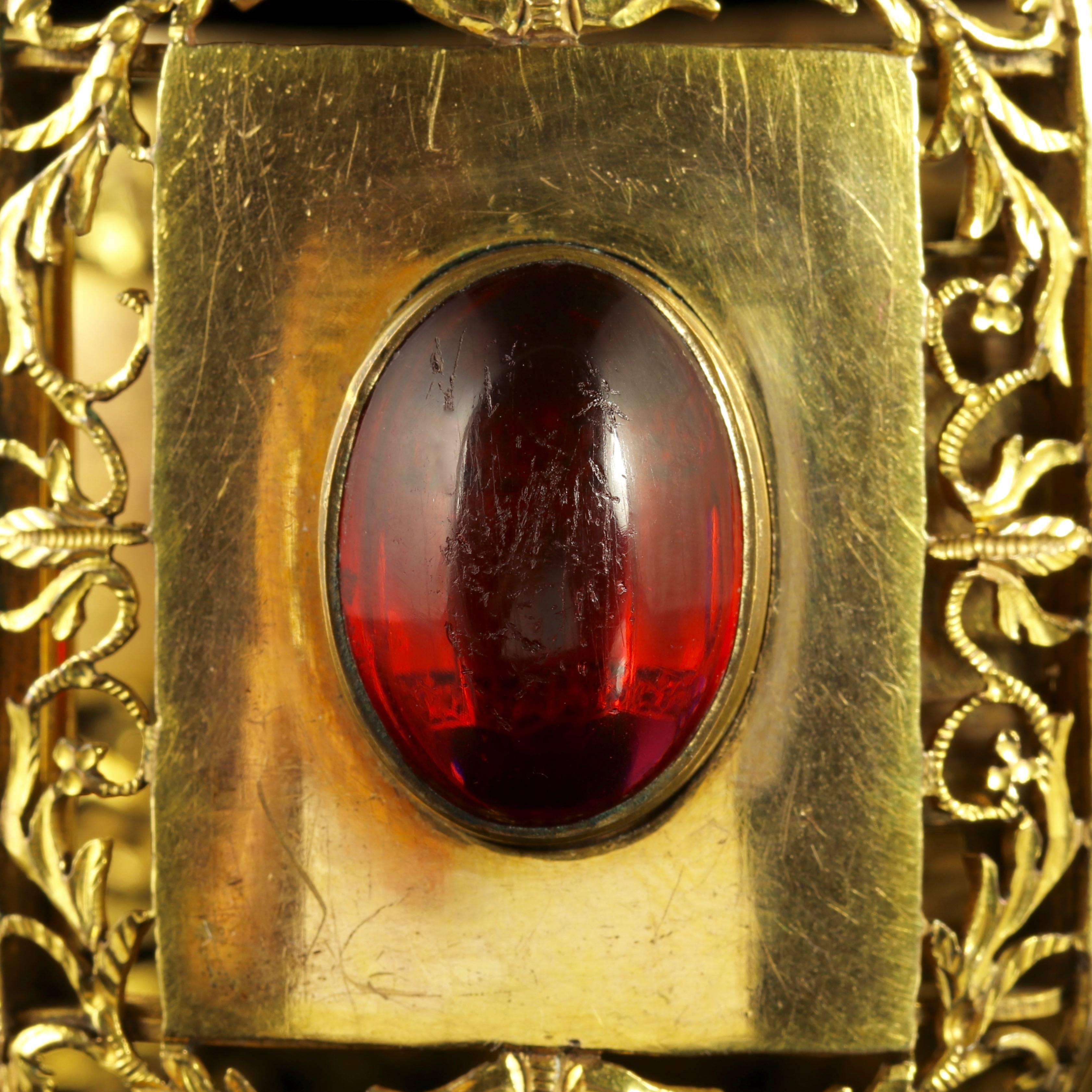 Antique Victorian Large Gold Bracelet Gold Gilt Cabochon Stones In Excellent Condition For Sale In Lancaster, Lancashire