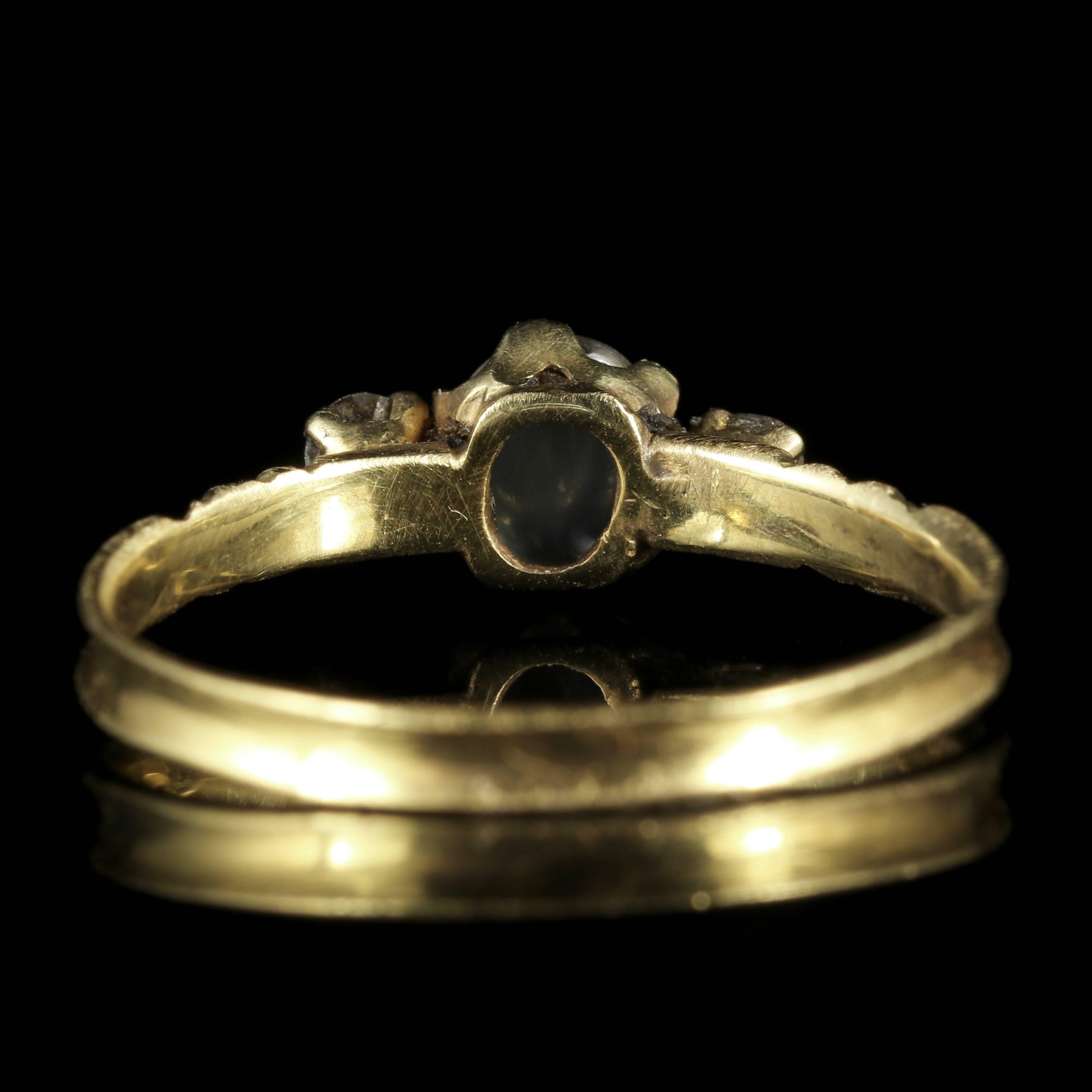 Women's Antique Georgian Moonstone Diamond Ring 18 Carat Gold, circa 1800