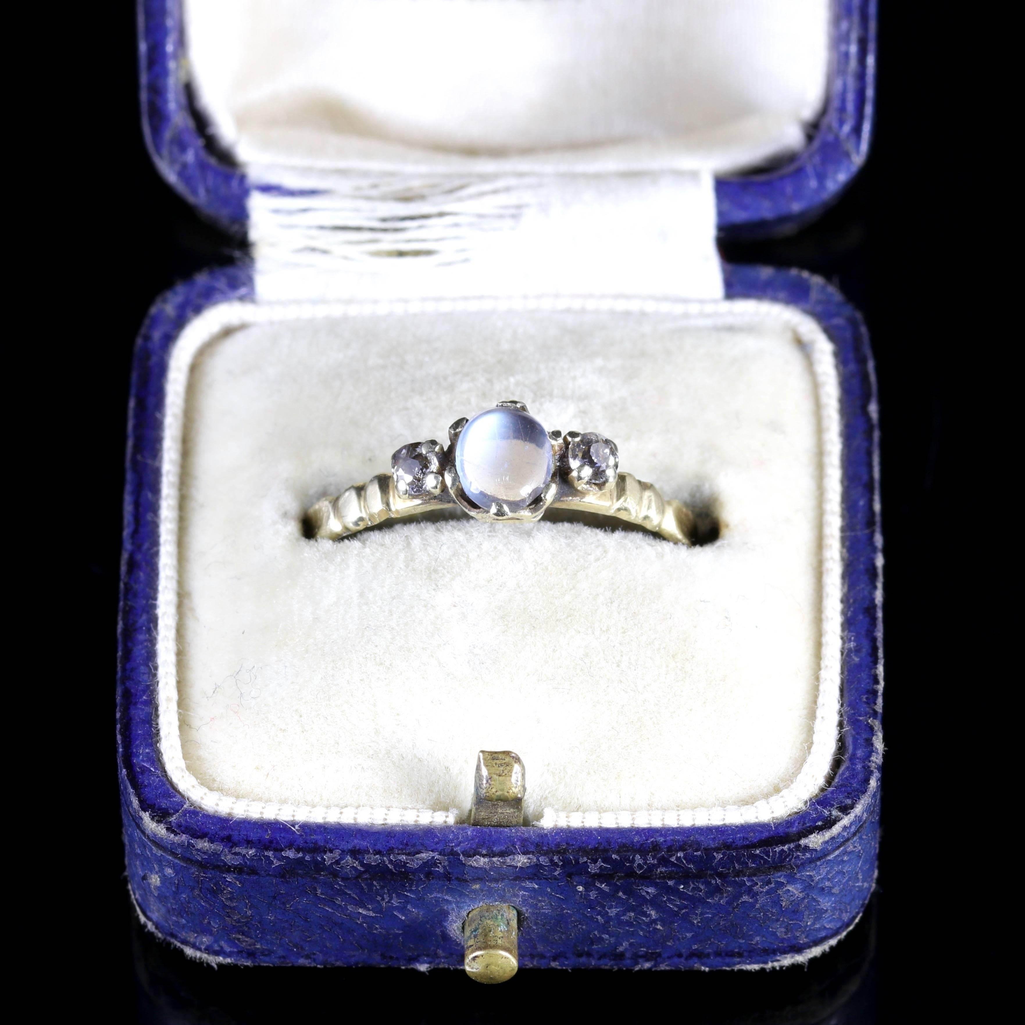 Antique Georgian Moonstone Diamond Ring 18 Carat Gold, circa 1800 2