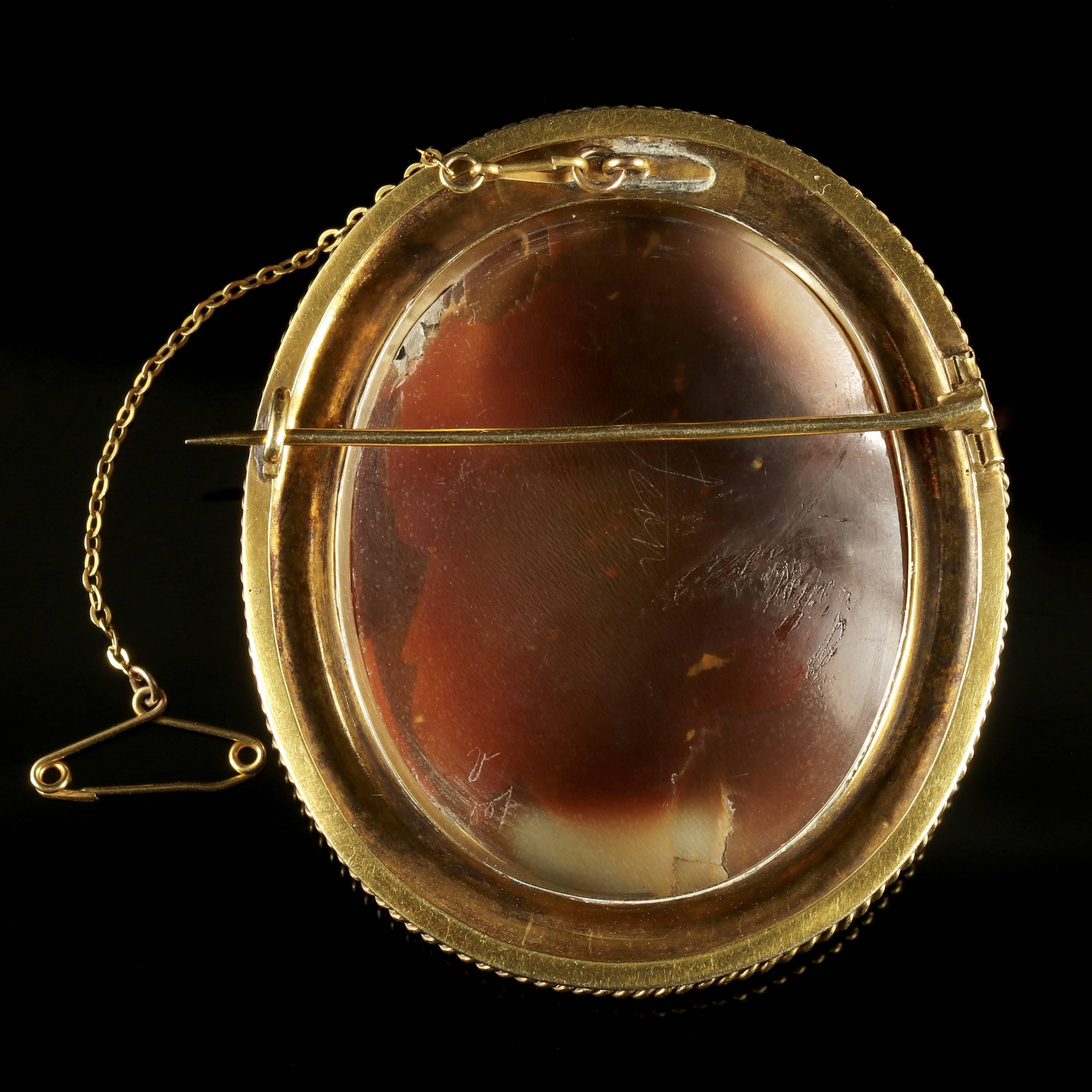 Antique Victorian 15 Carat Gold Cameo Brooch, circa 1860 1