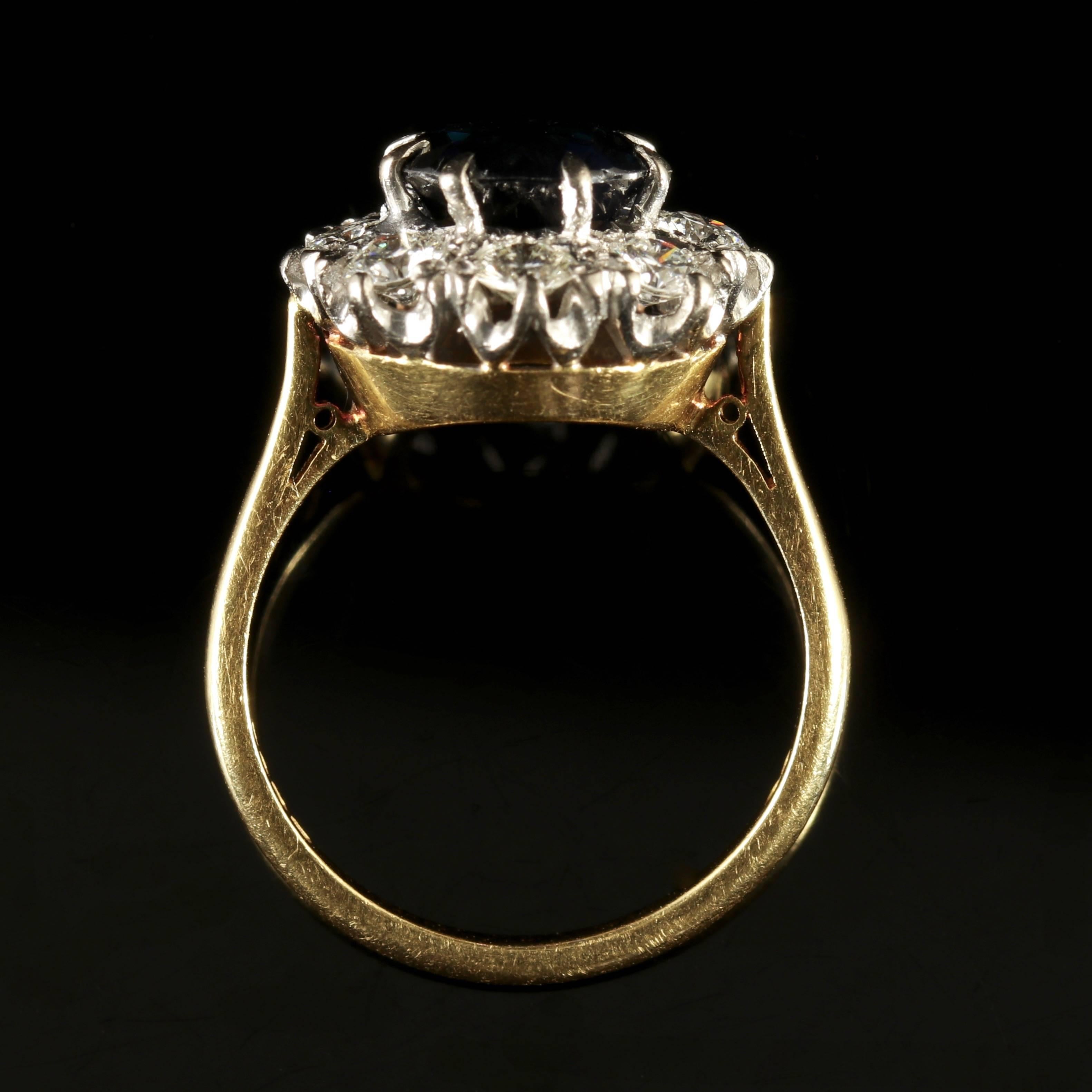 Antique Sapphire Diamond Custer Ring Vs1 Diamonds Superb Engagement Ring 3