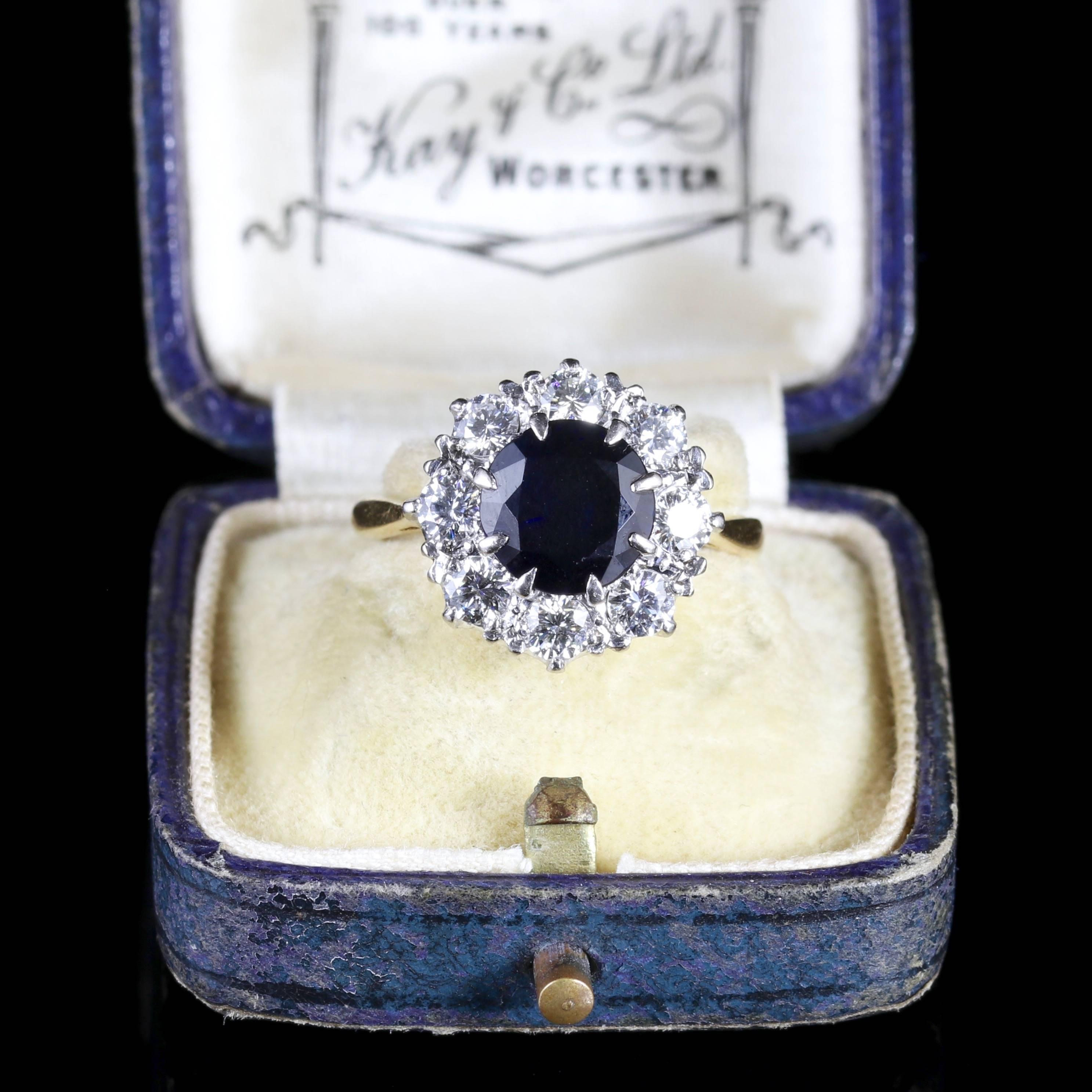 Antique Sapphire Diamond Custer Ring Vs1 Diamonds Superb Engagement Ring 4