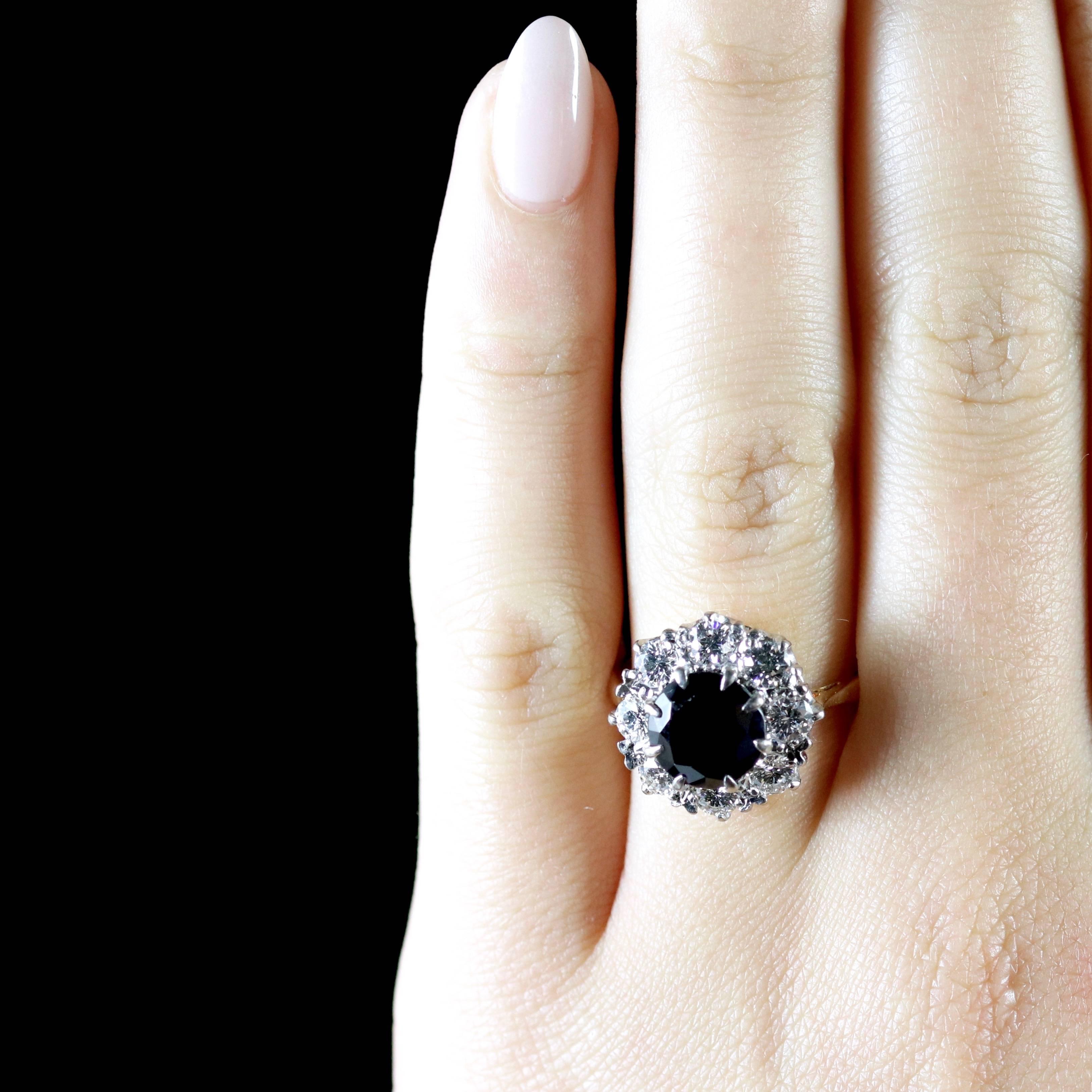 Antique Sapphire Diamond Custer Ring Vs1 Diamonds Superb Engagement Ring 5