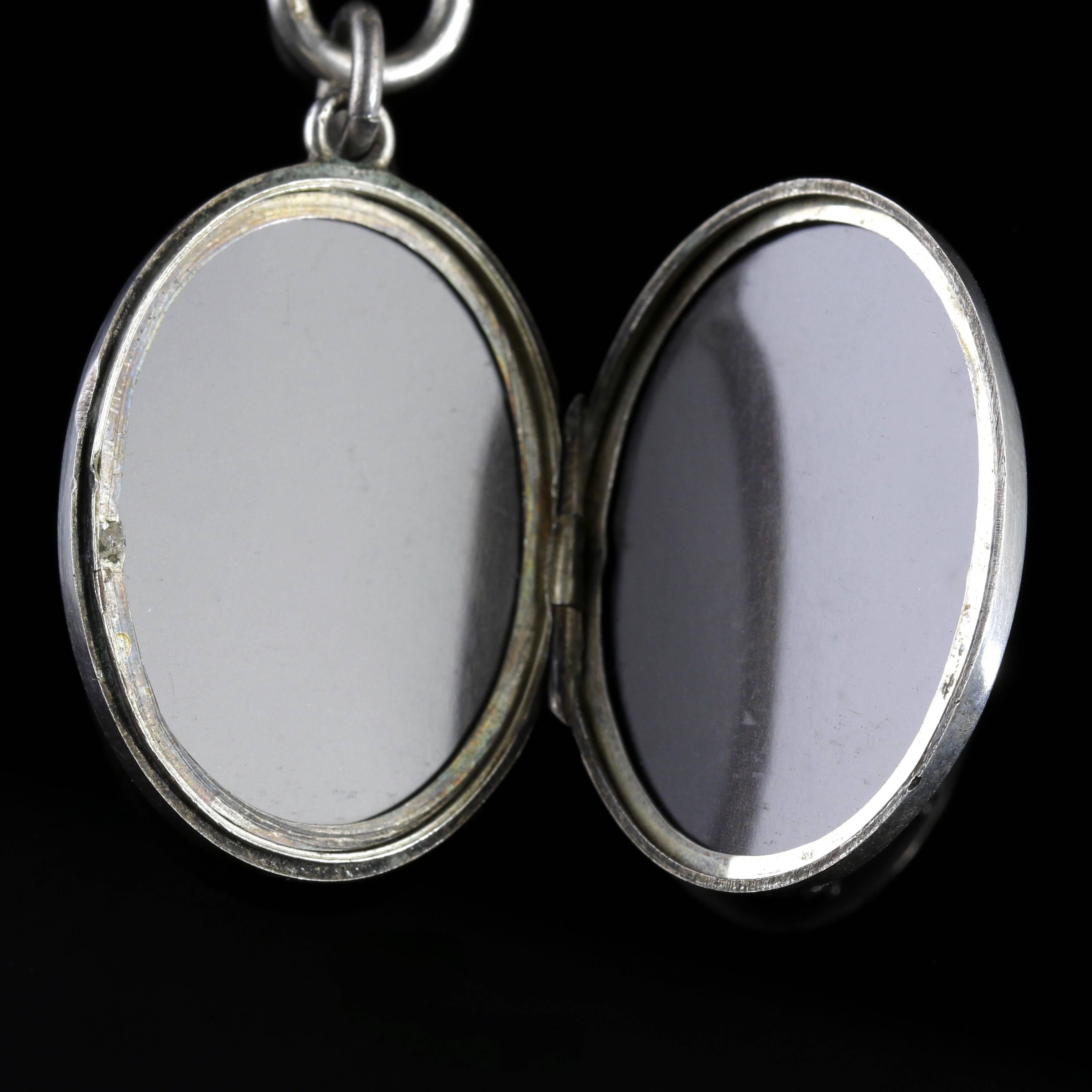 Women's Antique Victorian Silver Locket and Collar Dated 1884