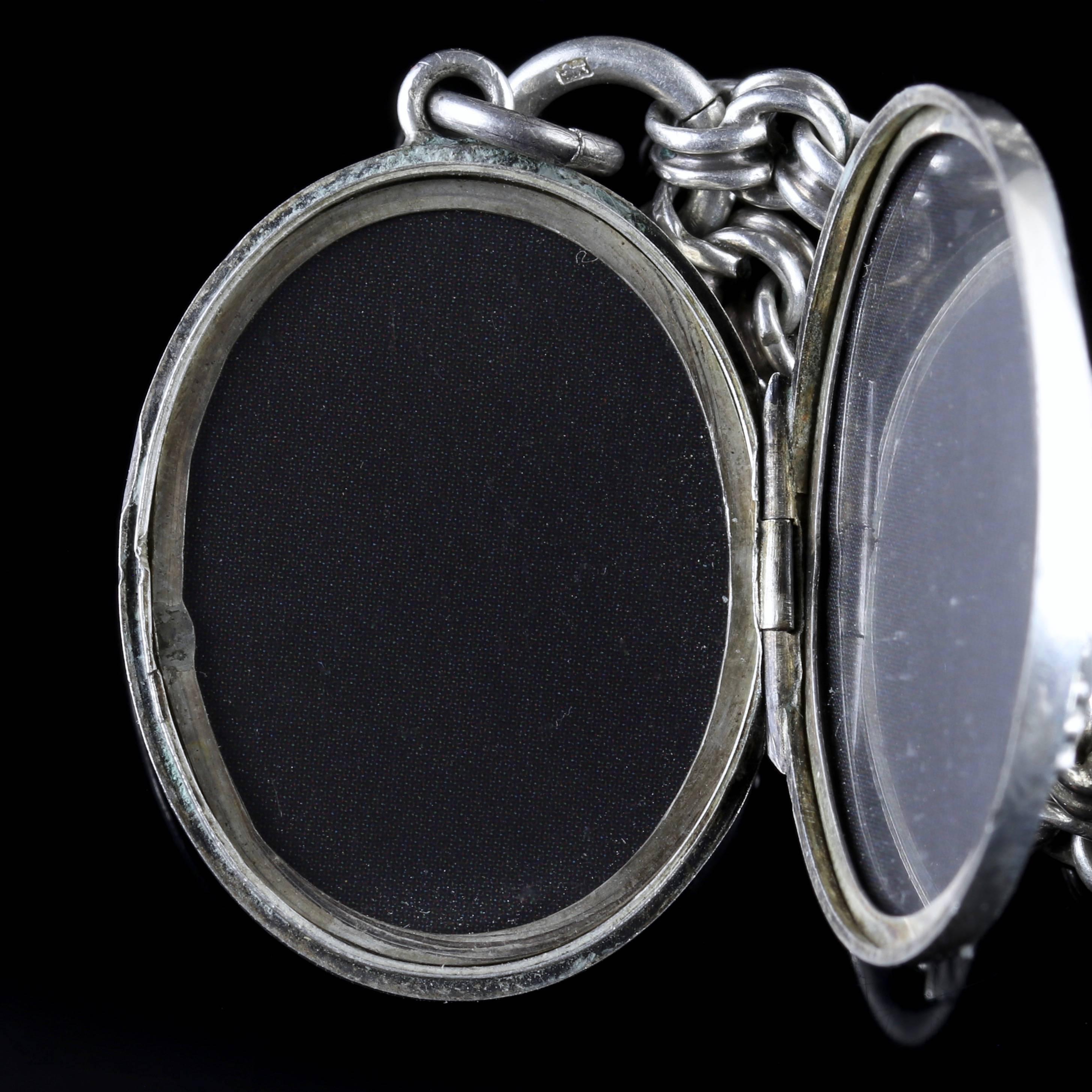 Antique Victorian Silver Locket and Collar Dated 1884 1