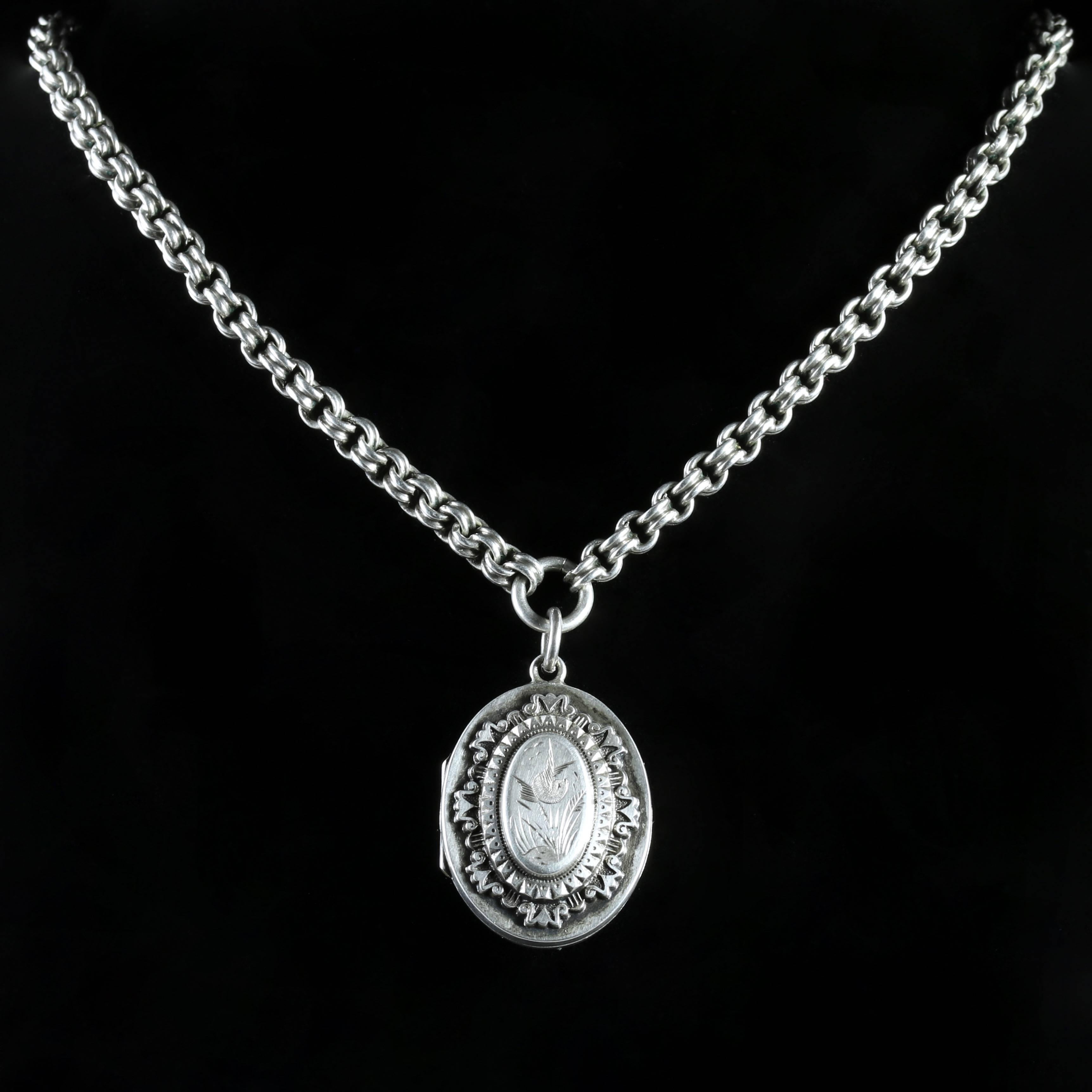 For more details please click continue reading down below..

This fabulous Sterling Silver Victorian locket and collar is fully hallmarked Birmingham 1884.

The collar is a lovely thick rope linked necklace which leads to a beautiful decorative