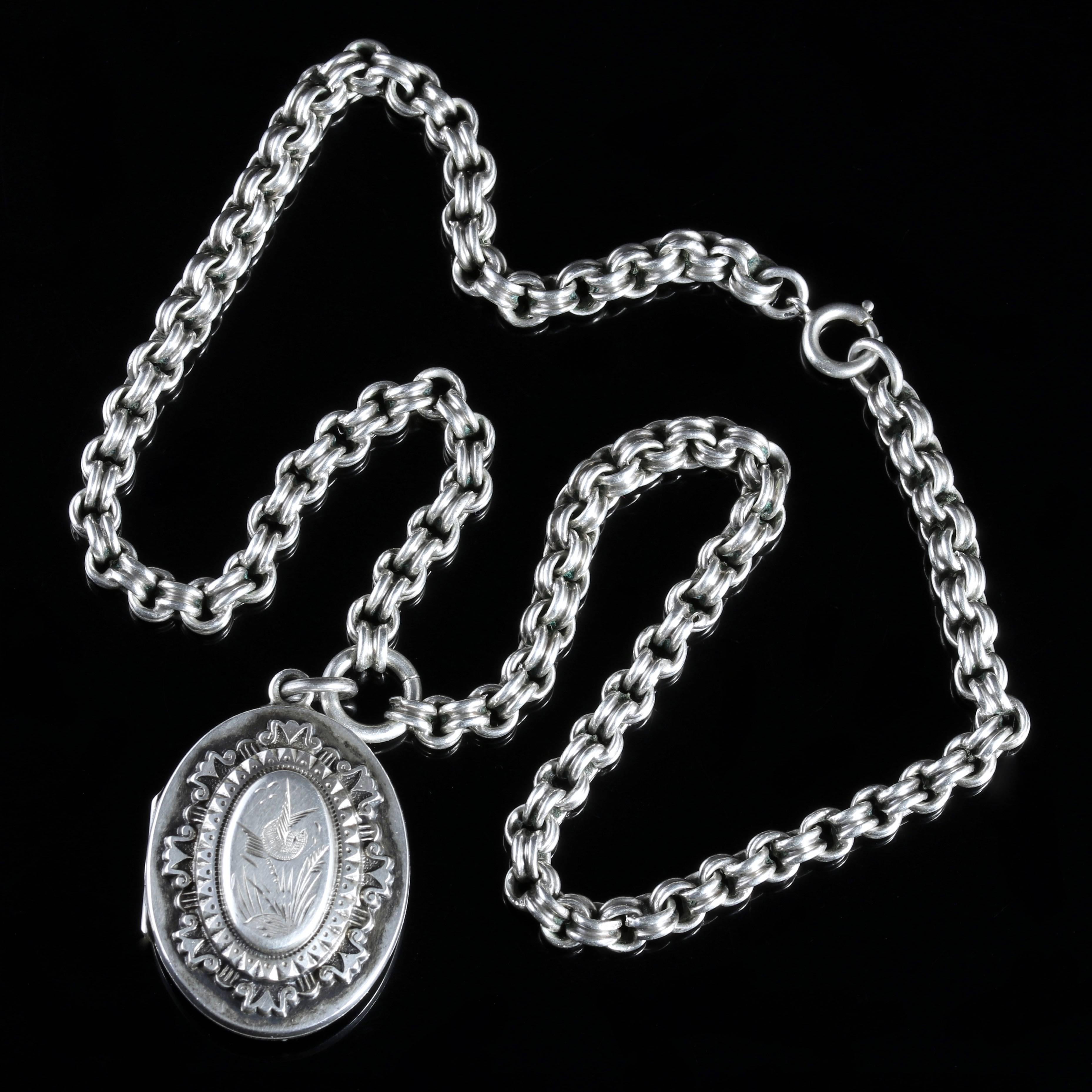 Antique Victorian Silver Locket and Collar Dated 1884 4