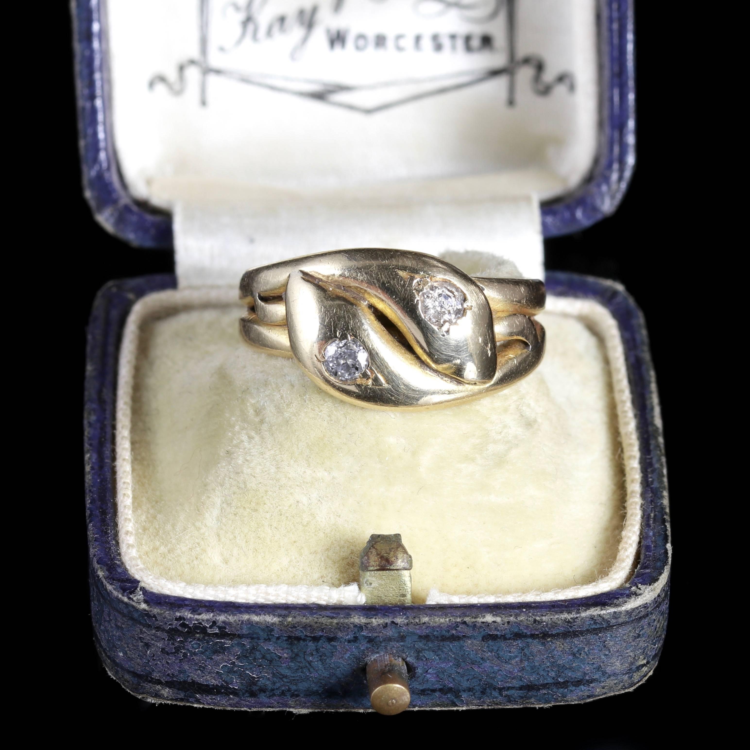 Antique Victorian Diamond Snake Ring Dated London, 1898 4