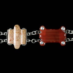 Antique Victorian Scottish Agate Bracelet Silver, circa 1860