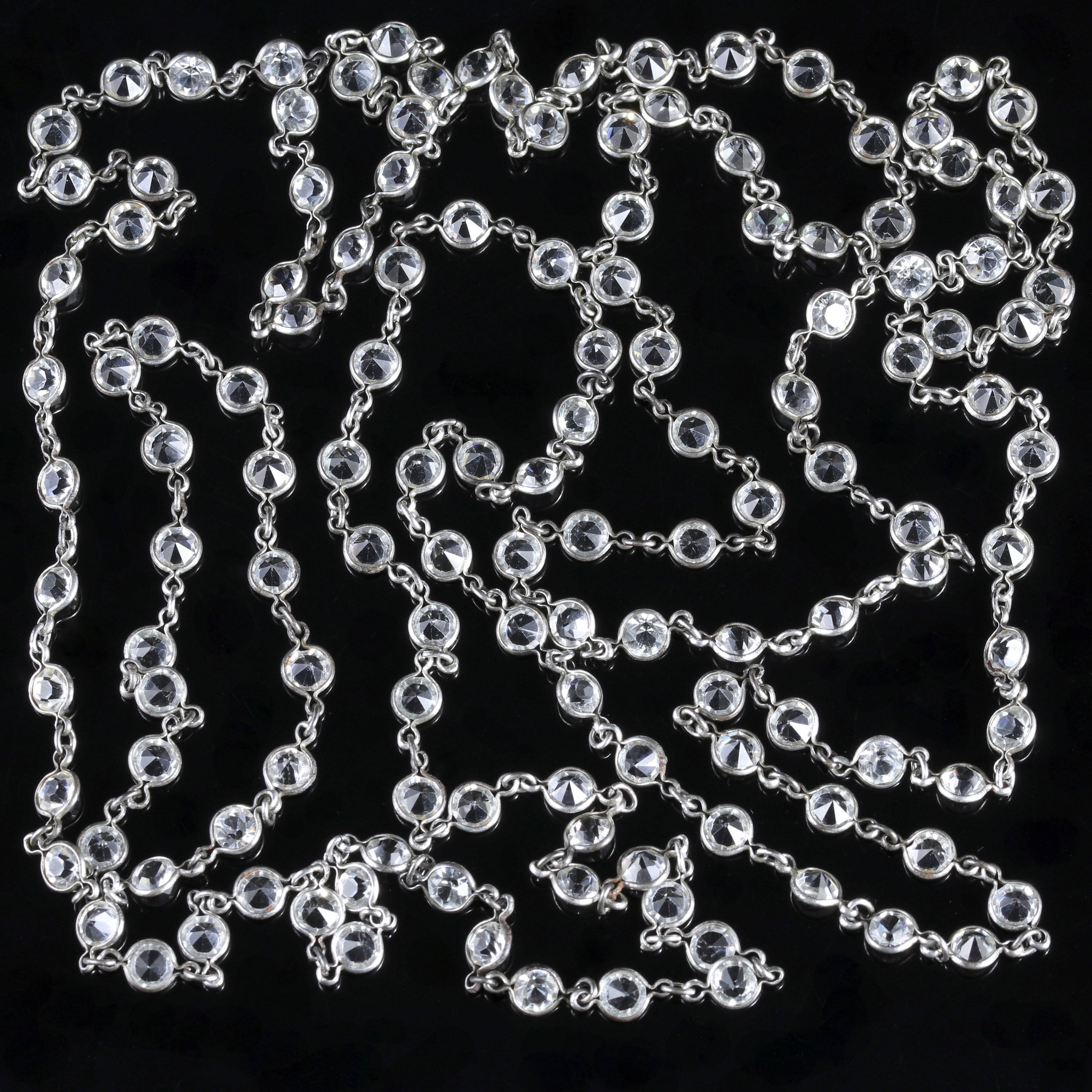 Antique Victorian Long Silver Paste Necklace, circa 1900 6