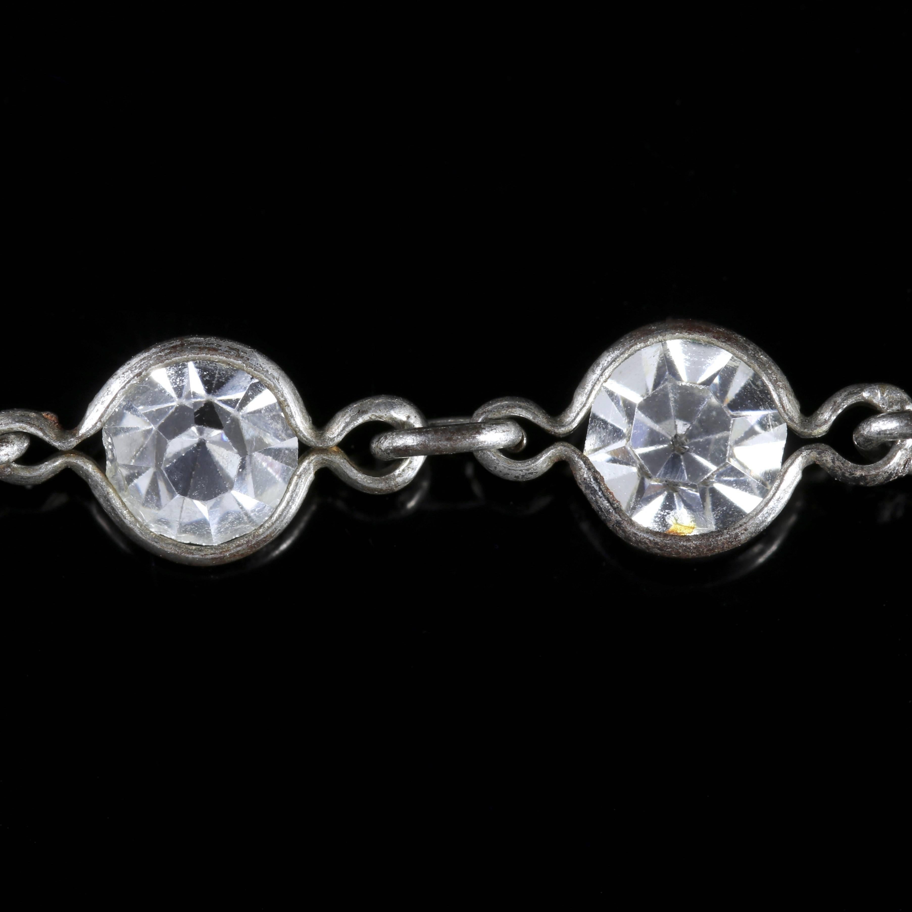 Women's Antique Victorian Long Silver Paste Necklace, circa 1900