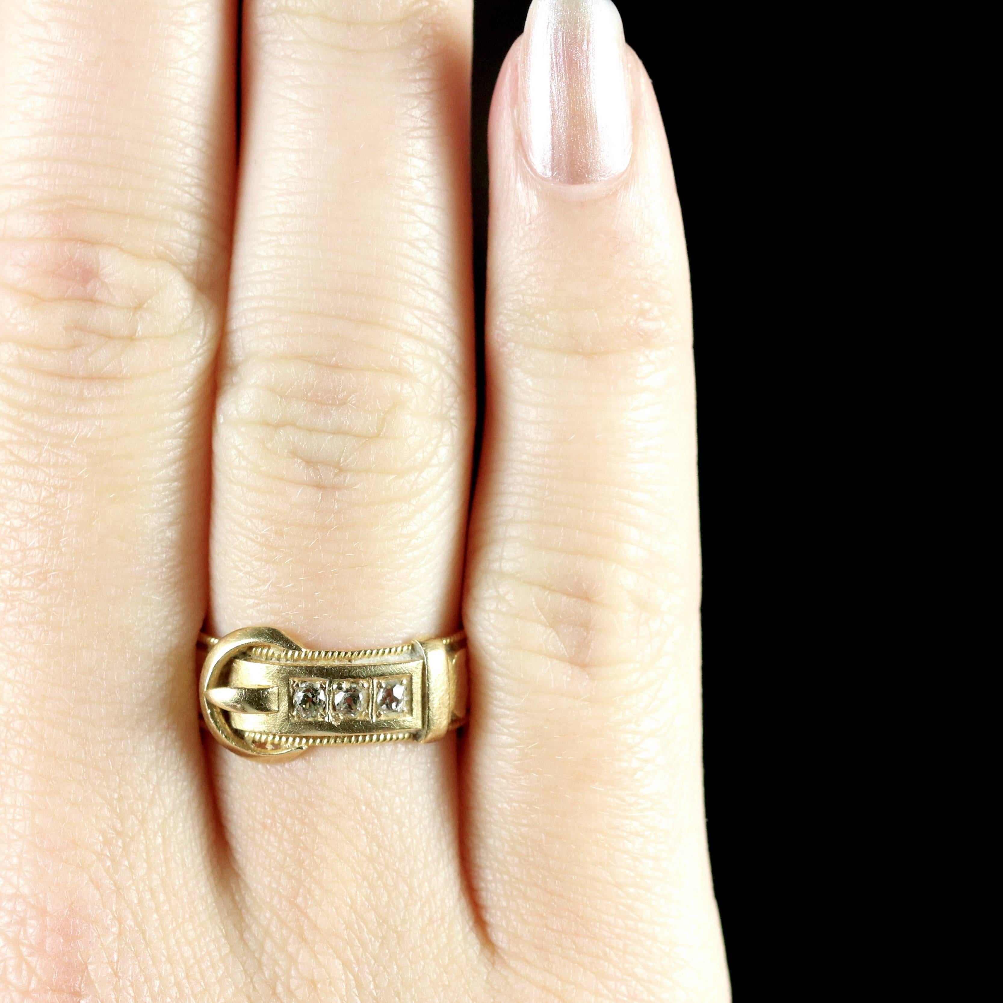 Antique Victorian Diamond Buckle Ring 18 Carat Gold Dated 1883 3