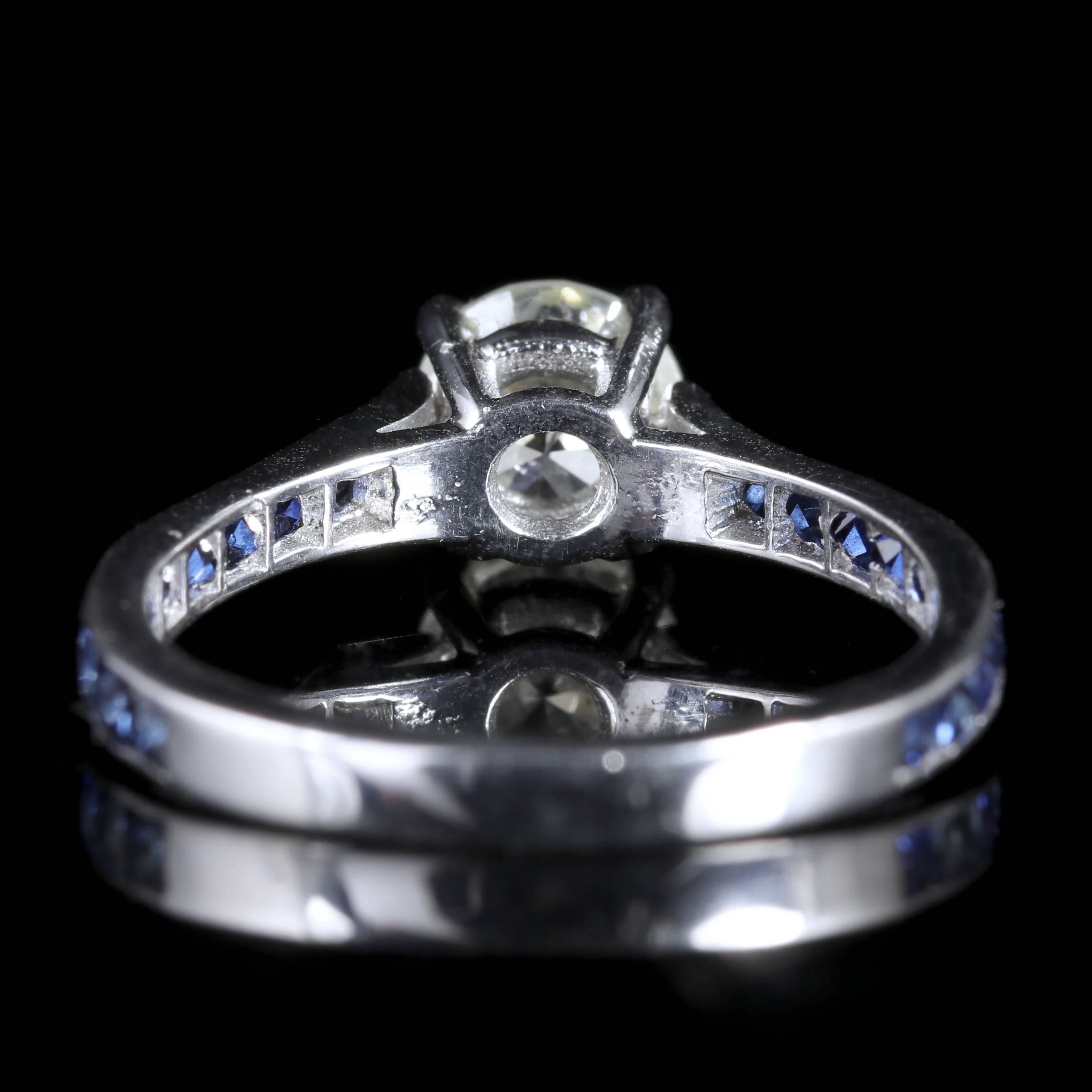 Antique Edwardian Diamond Engagement Ring Sapphire Shoulders In Excellent Condition In Lancaster, Lancashire