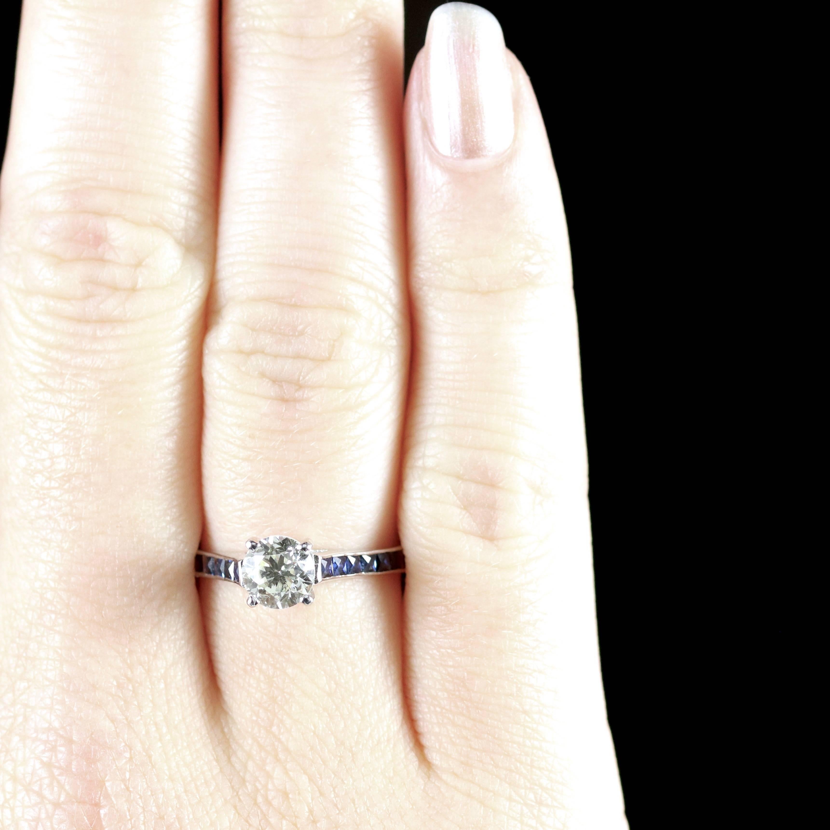 Antique Edwardian Diamond Engagement Ring Sapphire Shoulders 5