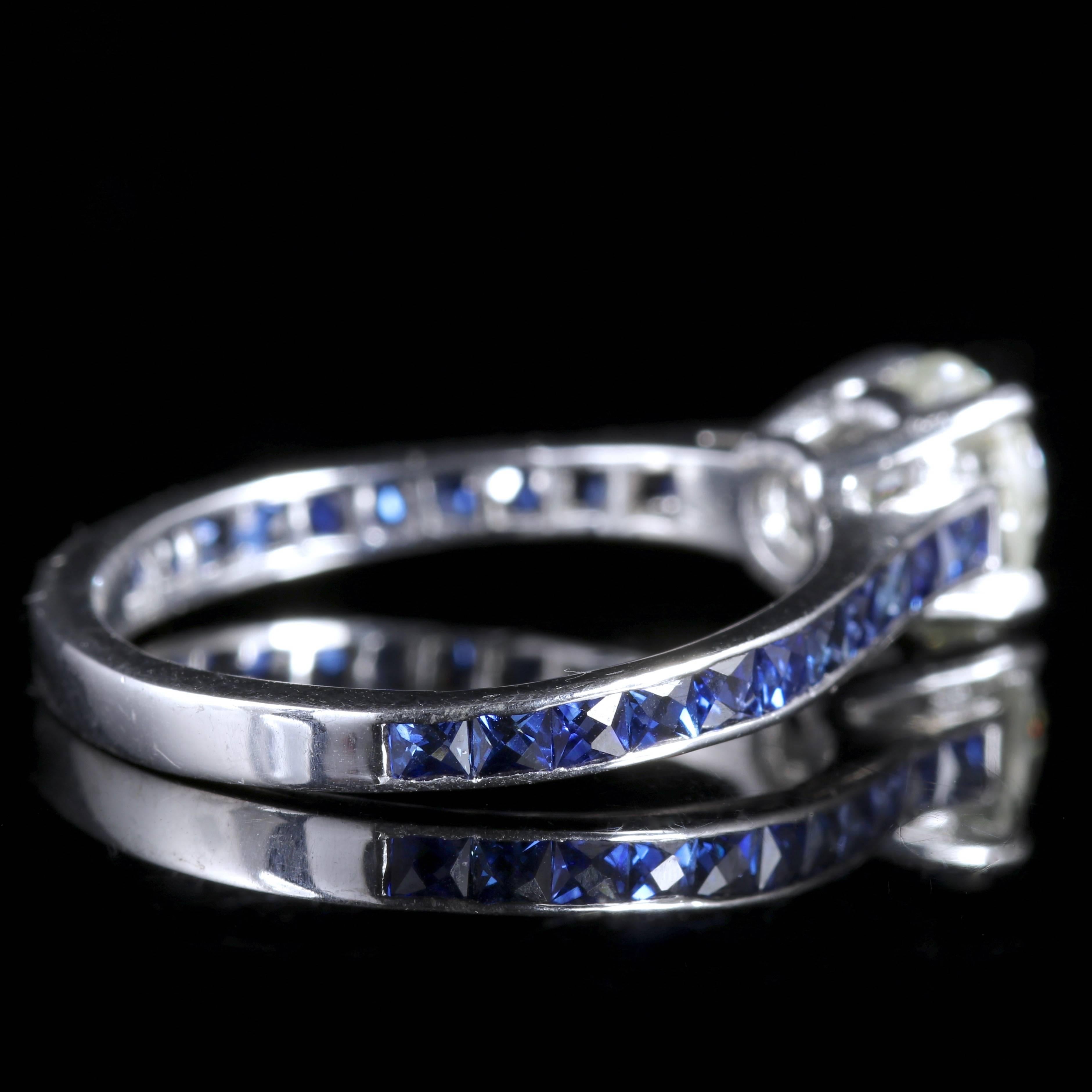 Women's Antique Edwardian Diamond Engagement Ring Sapphire Shoulders