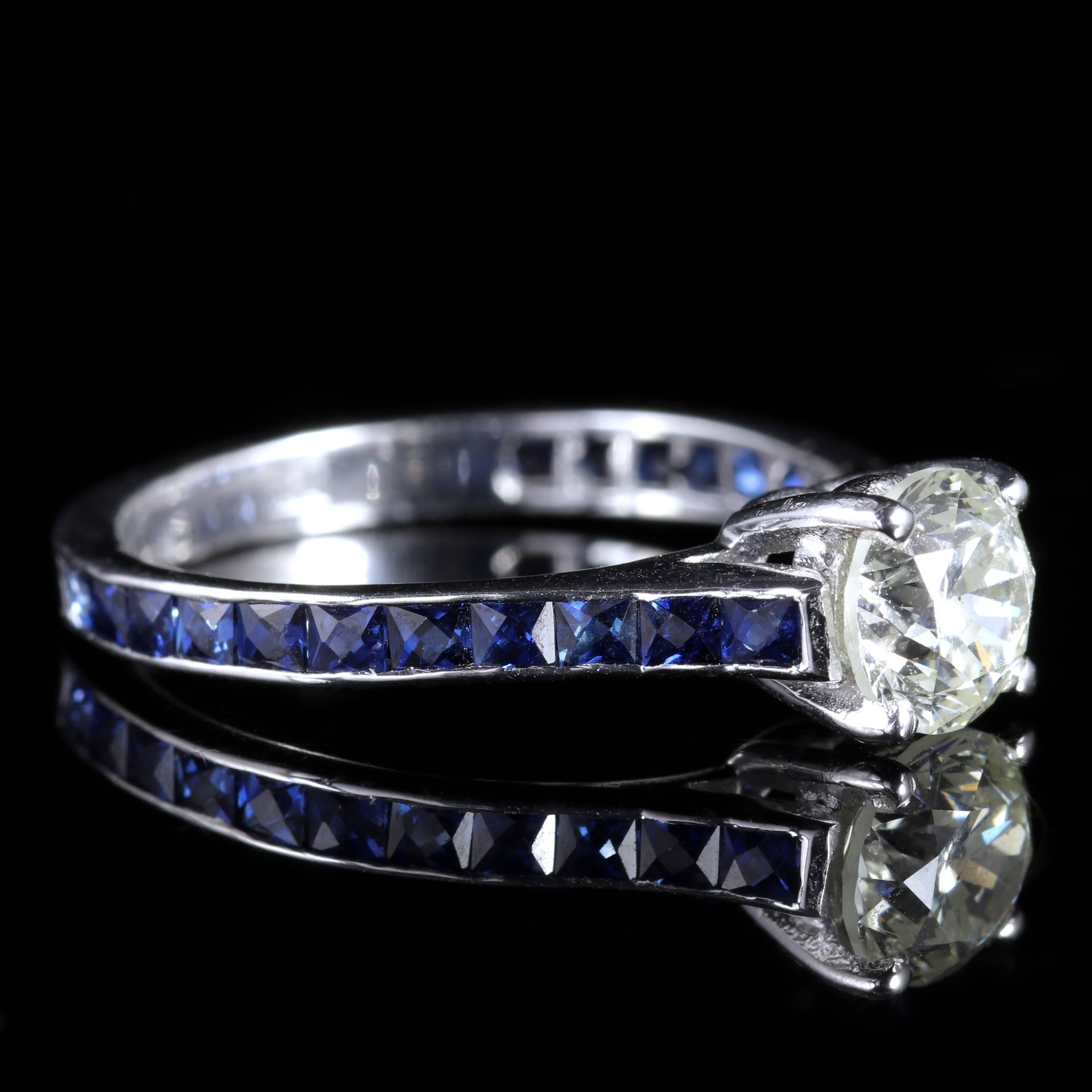 Antique Edwardian Diamond Engagement Ring Sapphire Shoulders 1