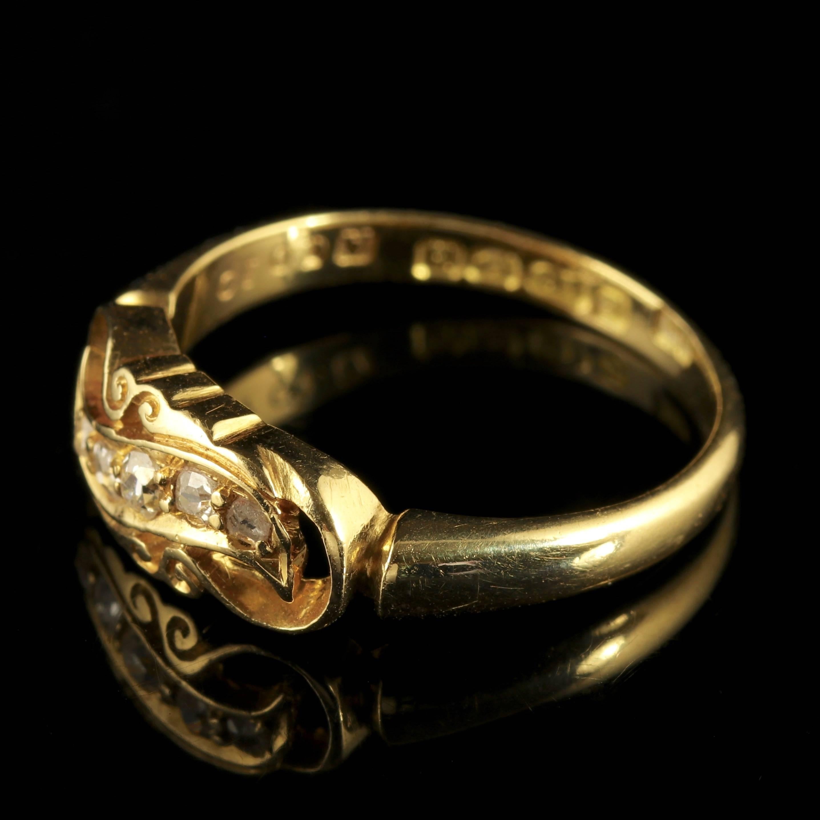Women's Edwardian Diamond Five-Stone 18 Carat Gold Twist Ring Dated Birmingham, 1907