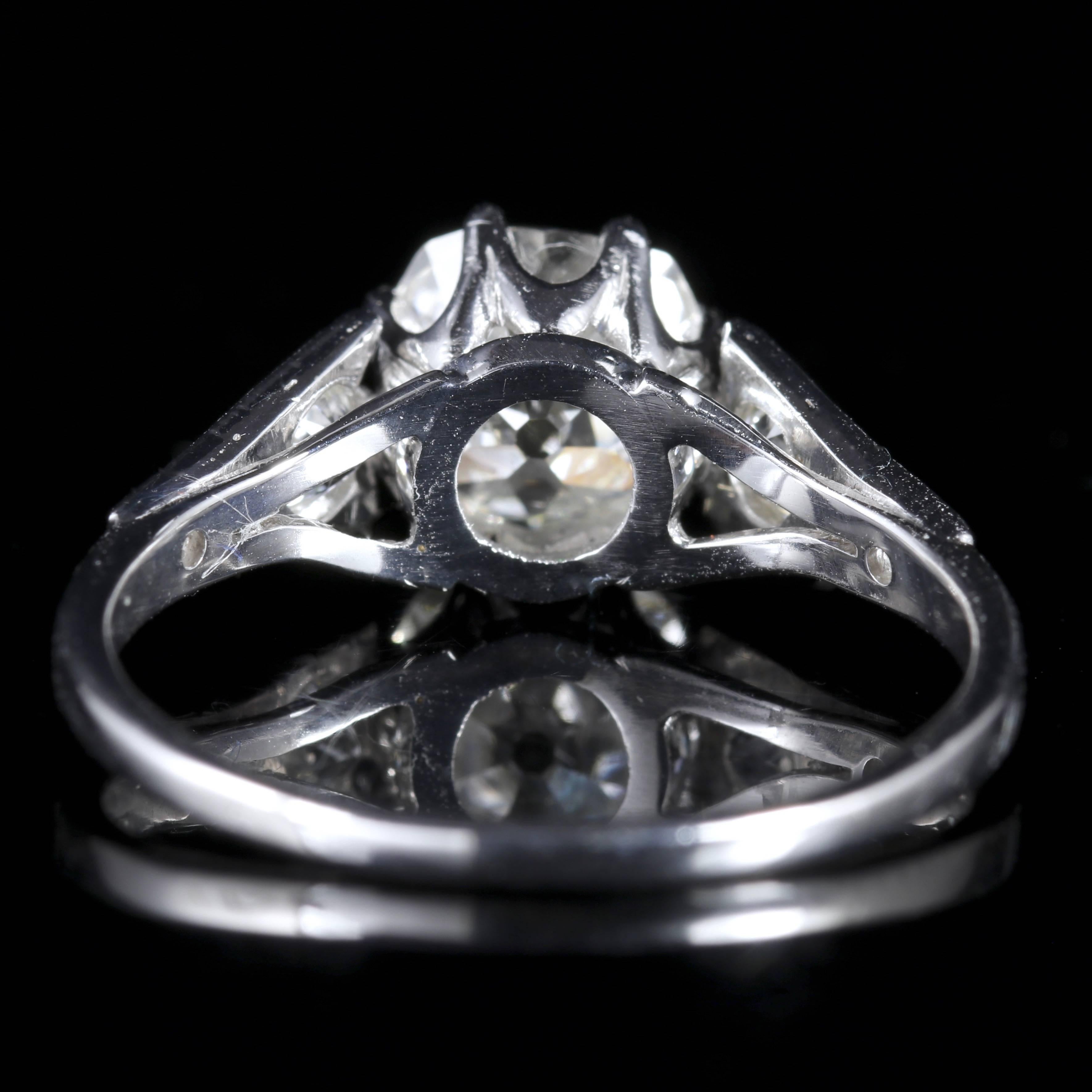 Antique Edwardian 2.47 Carat Diamond Solitaire Engagement Ring In Excellent Condition In Lancaster, Lancashire