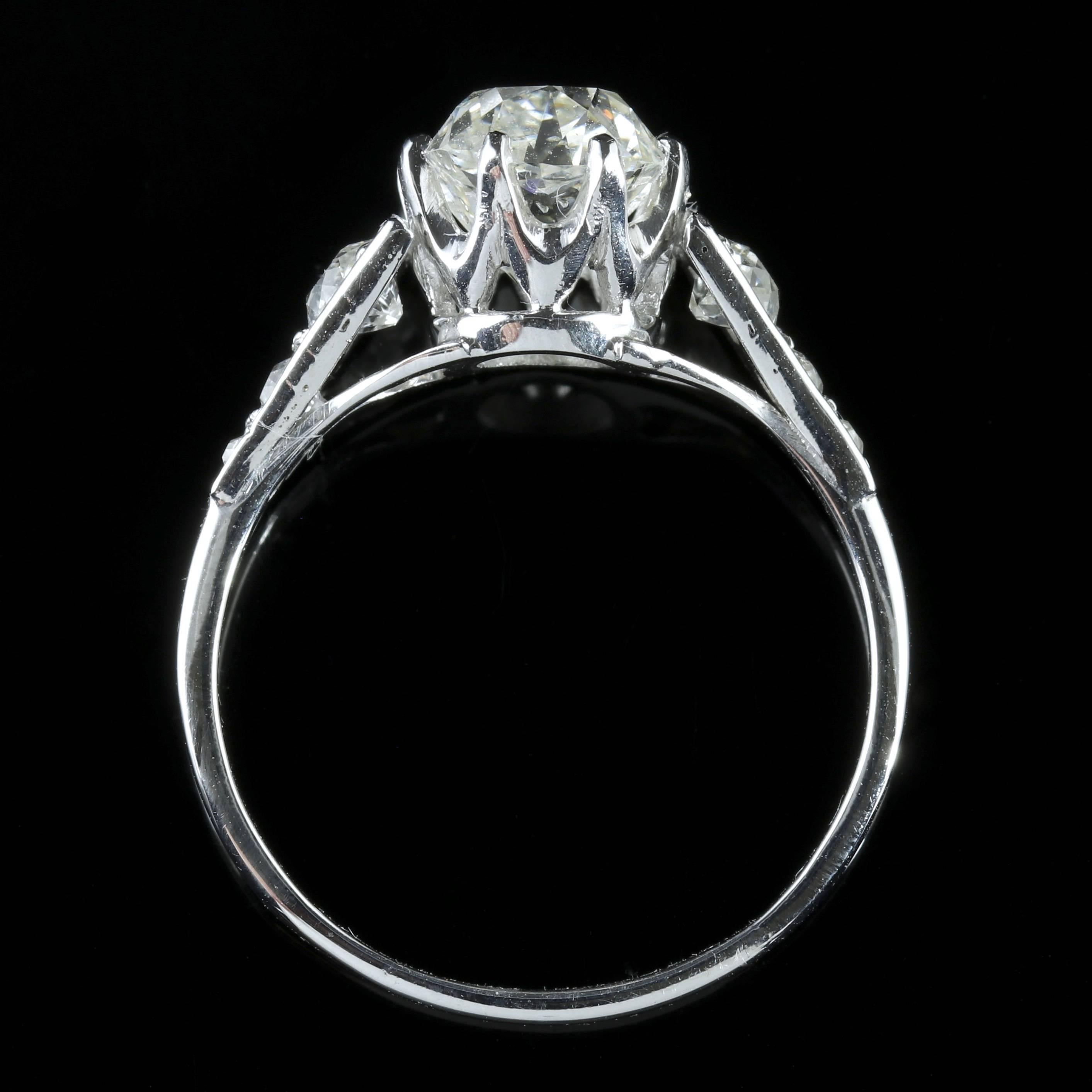 Antique Edwardian 2.47 Carat Diamond Solitaire Engagement Ring 1