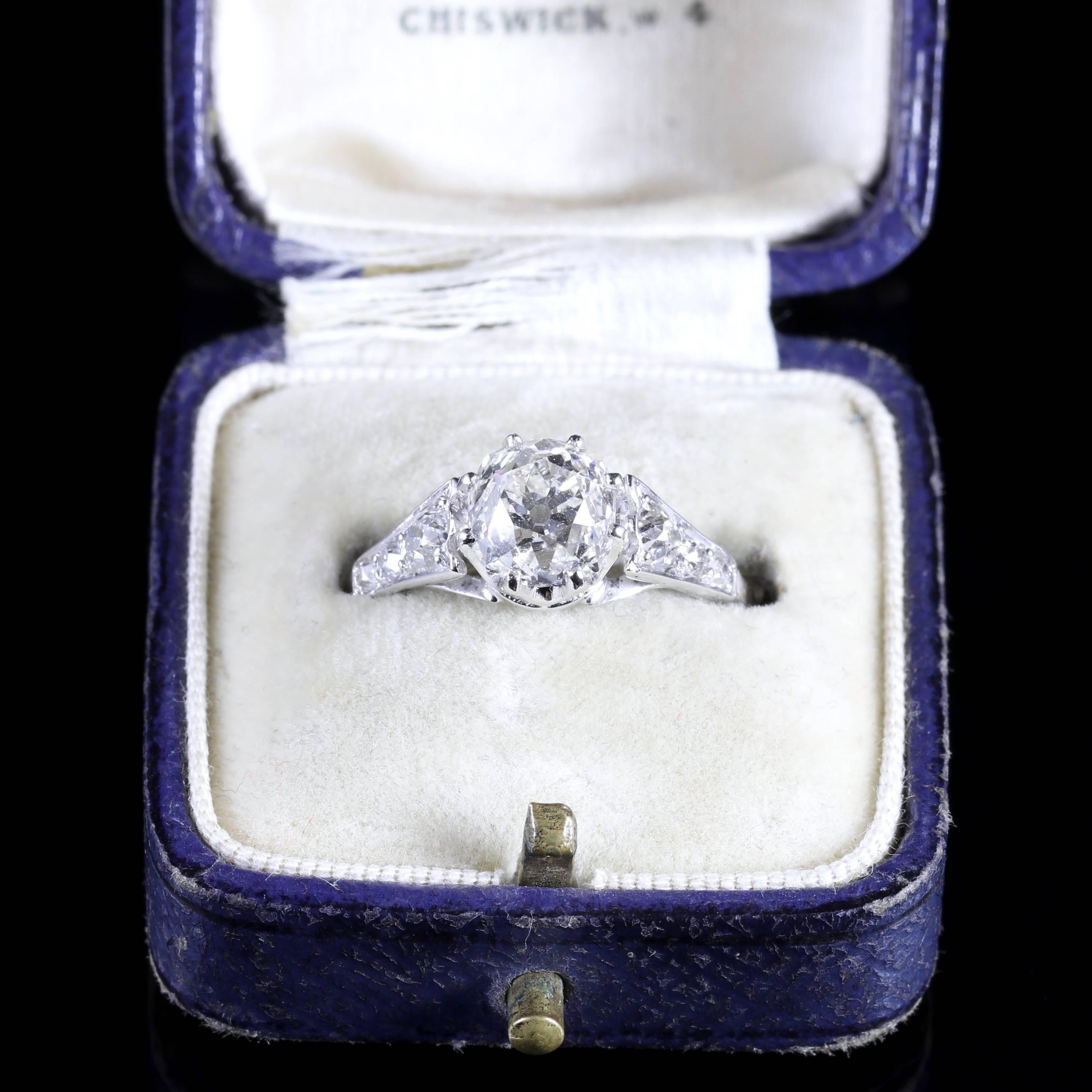 Antique Edwardian 2.47 Carat Diamond Solitaire Engagement Ring 2