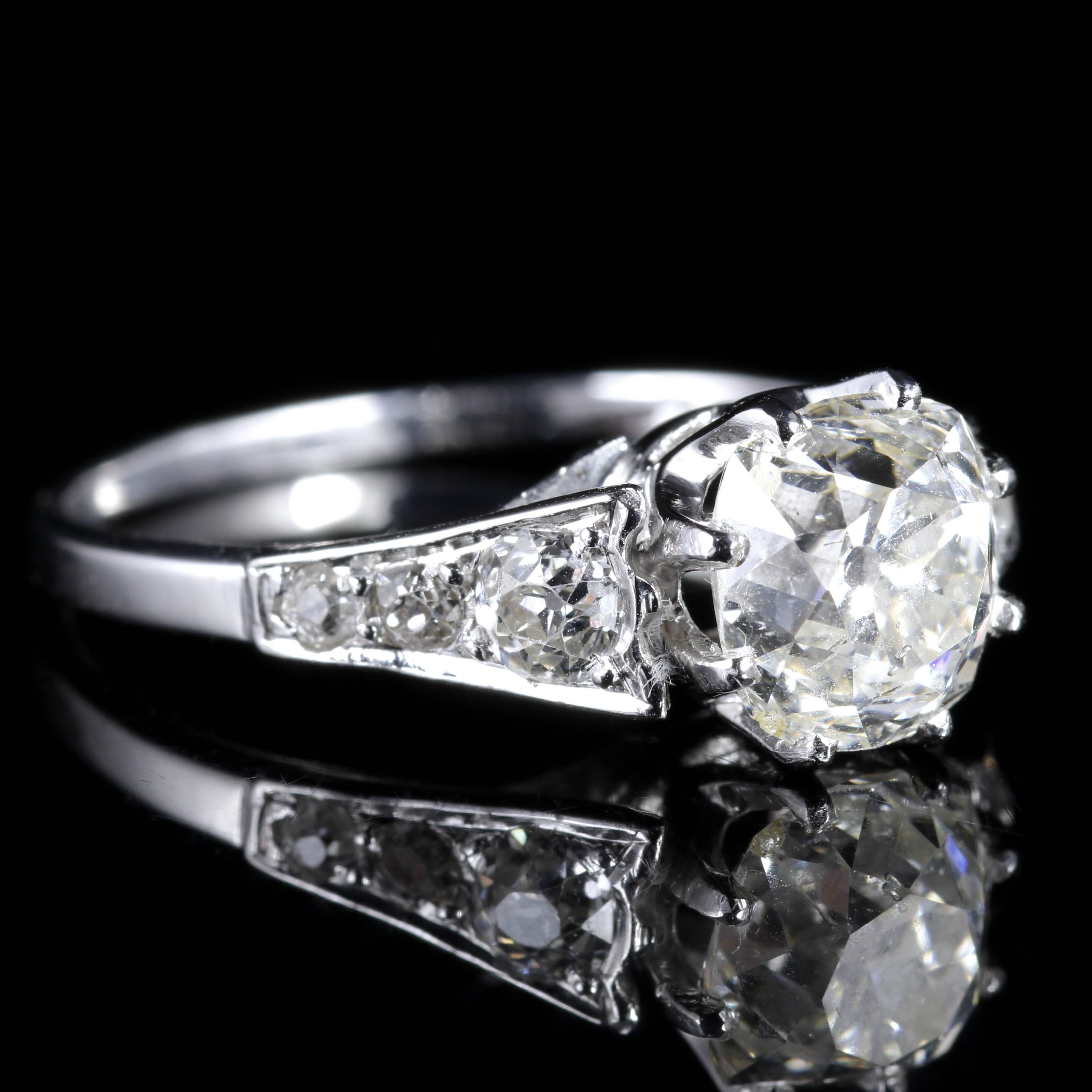 Women's Antique Edwardian 2.47 Carat Diamond Solitaire Engagement Ring