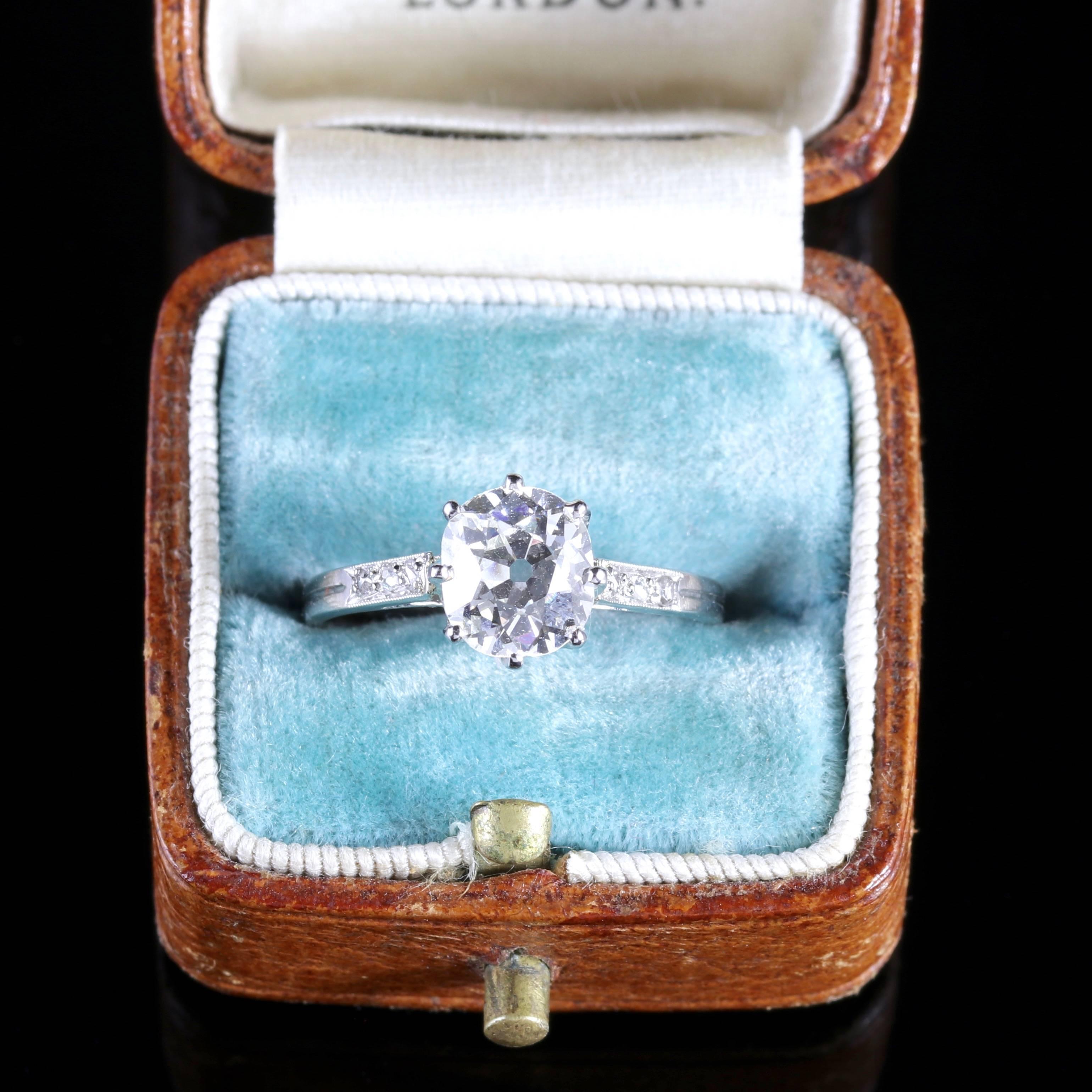 Antique Edwardian French Diamond Solitaire Ring 1.42 Carat Engagement Ring 2