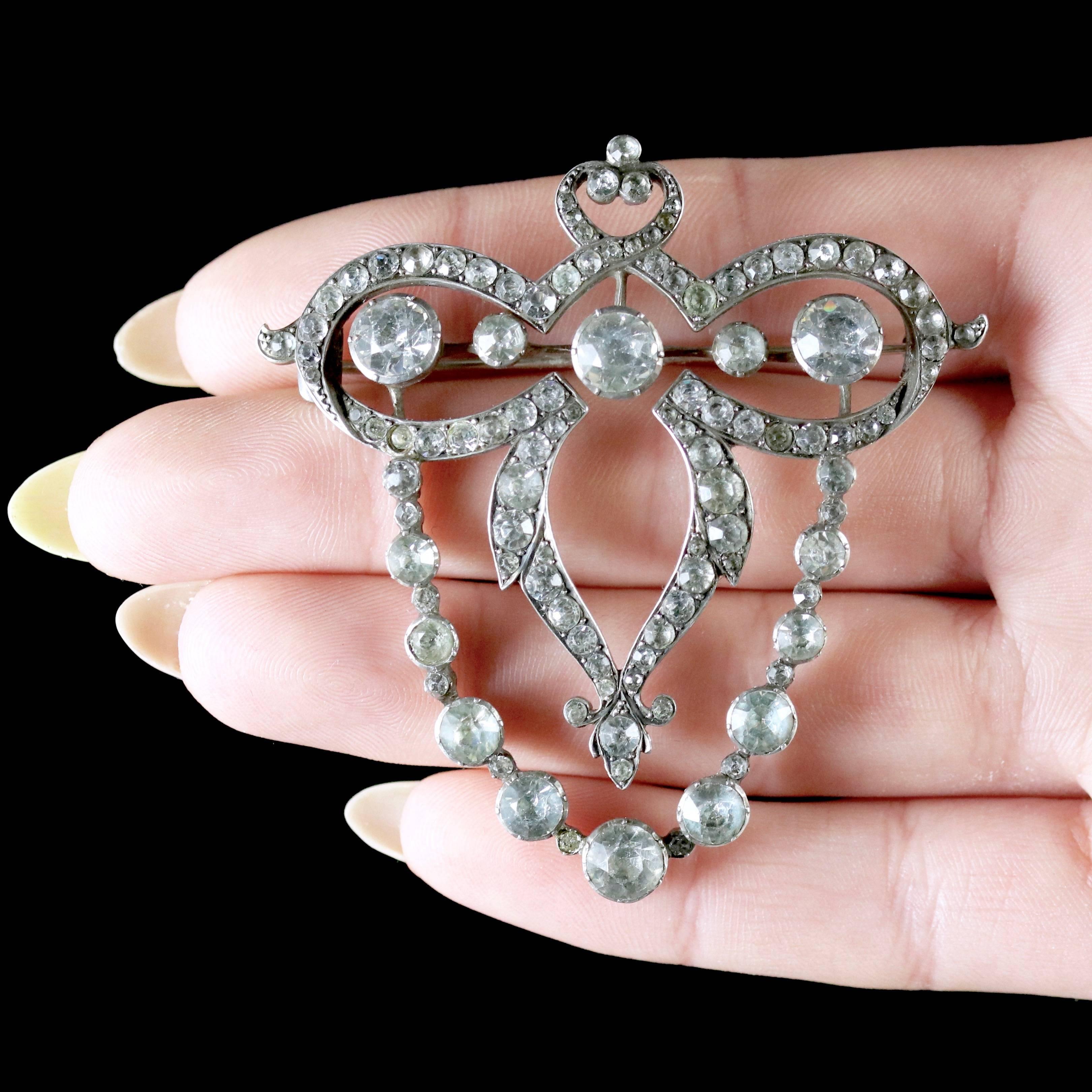 Antique Georgian Large Silver Paste Brooch, circa 1830 3