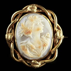 Antique Boxed Gold Cameo Swivel Brooch, circa 1900