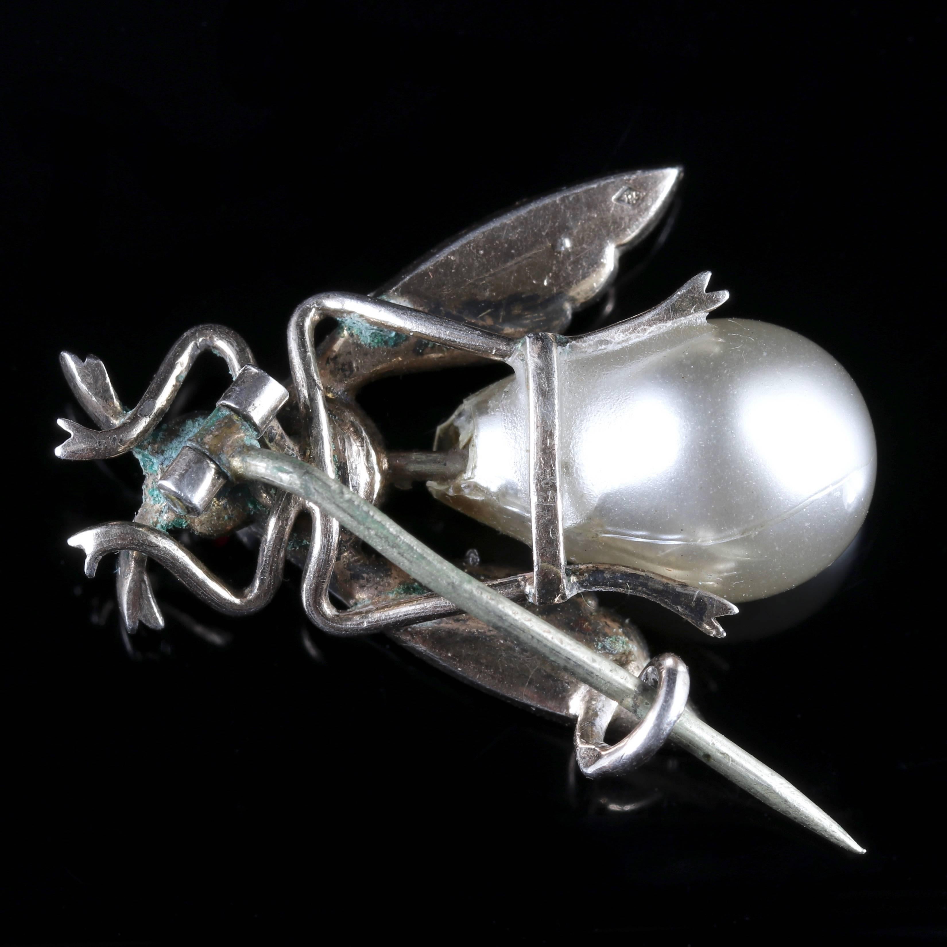 Women's Antique Victorian Pearl Paste Bug Brooch