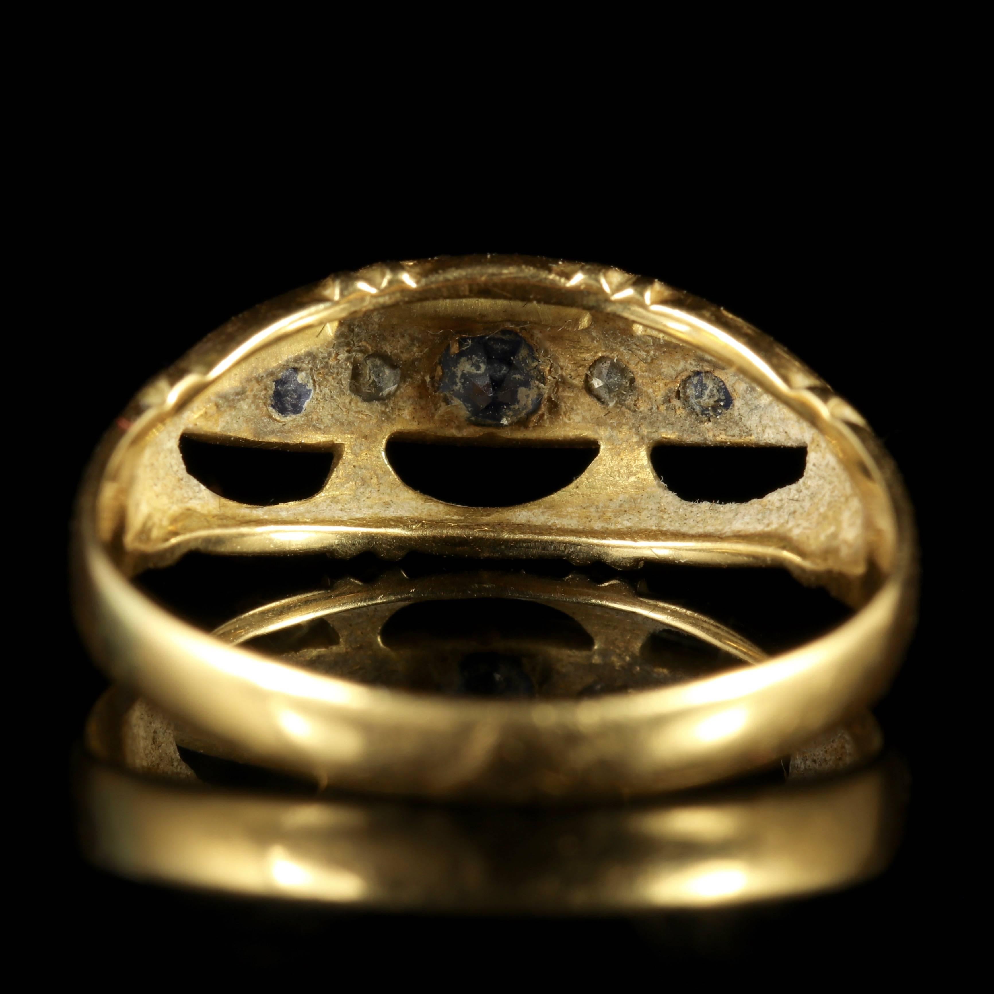 Edwardian Sapphire Diamond 18 Carat Gold Ring, 1915 In Excellent Condition In Lancaster, Lancashire