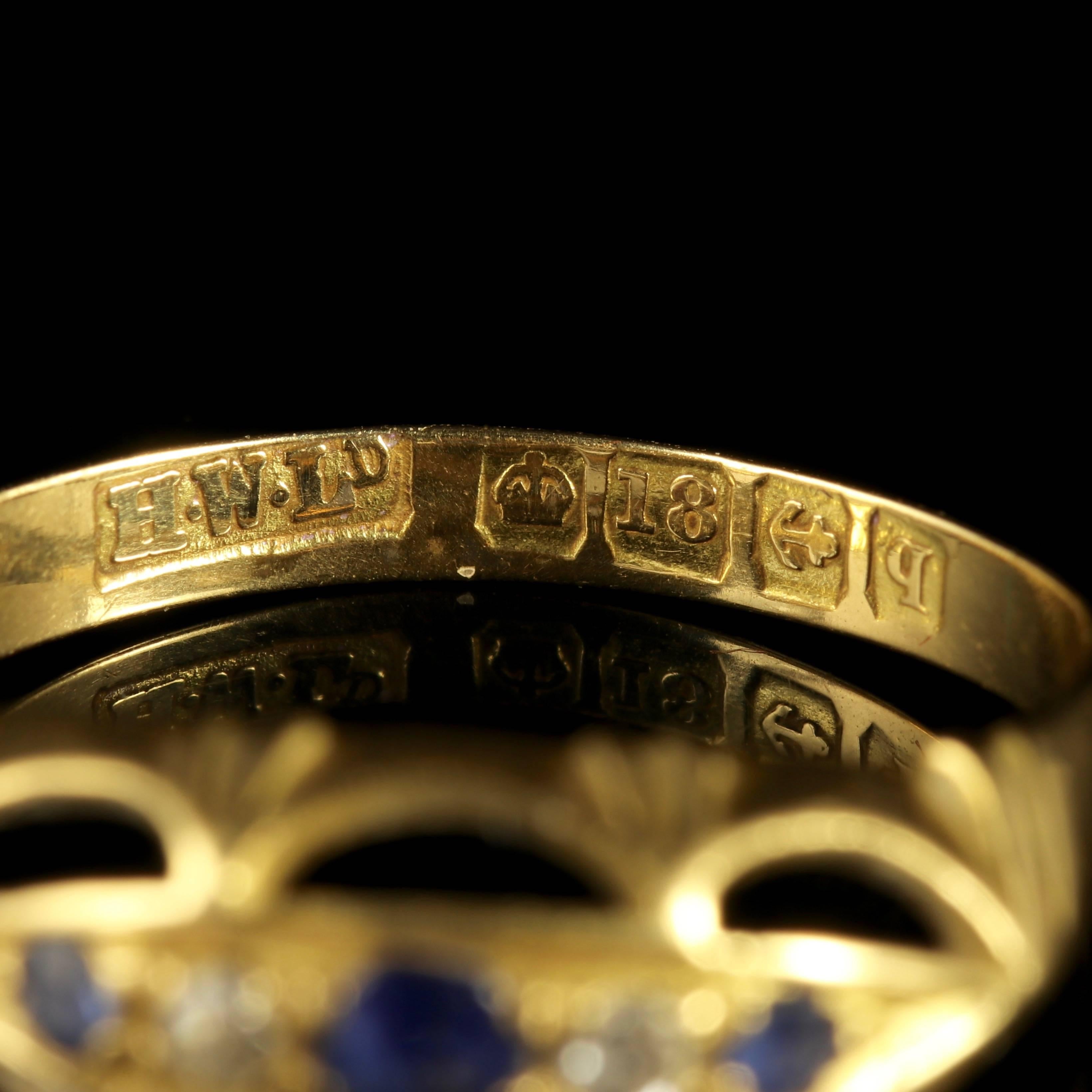 Edwardian Sapphire Diamond 18 Carat Gold Ring, 1915 1