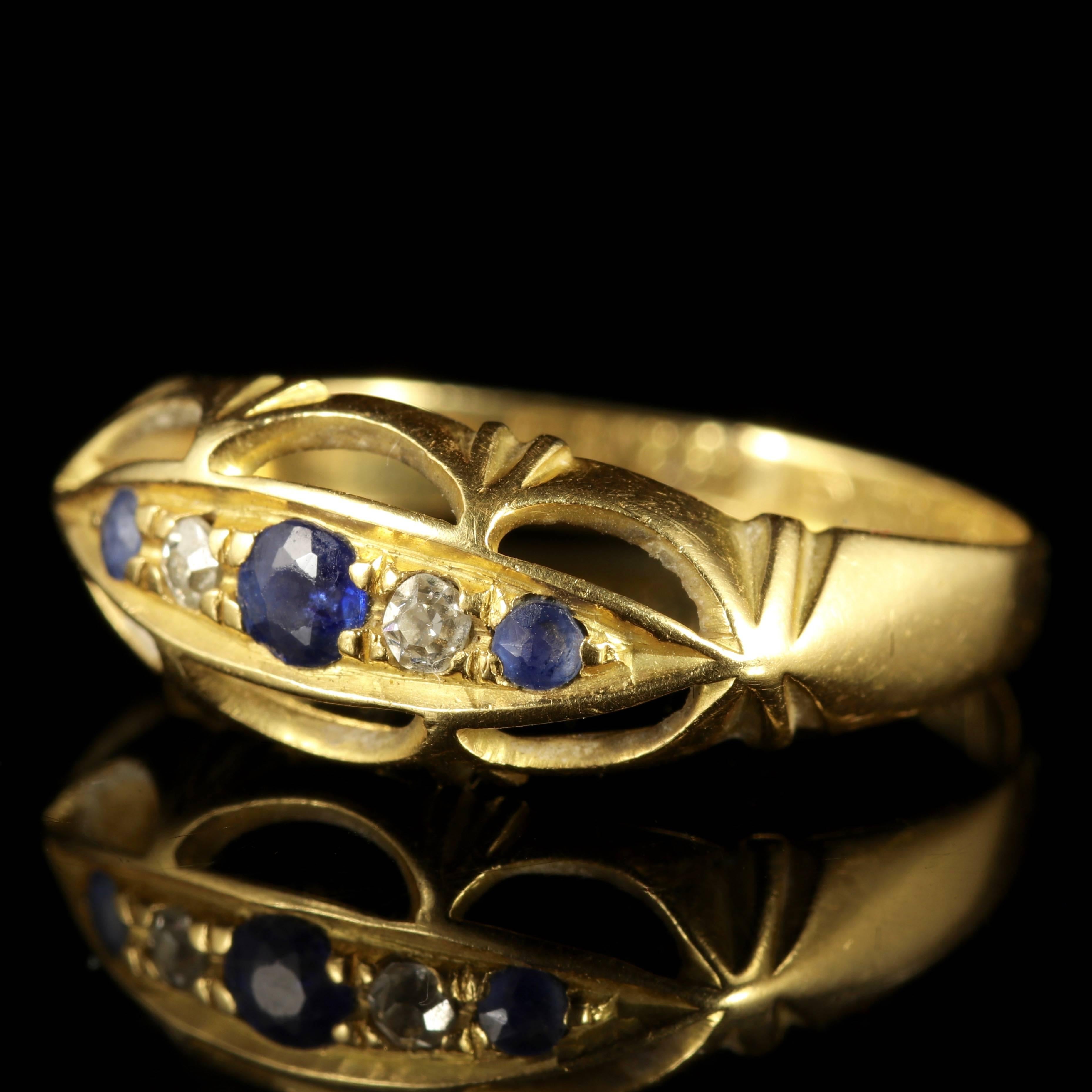 To read more please click continue reading below-

This lovely Sapphire and Diamond ring is fully hallmarked Birmingham 1915.

the ring boasts a trilogy of rich blue Sapphires and two sparkling Diamonds. 

Sapphire is the symbol of feelings of