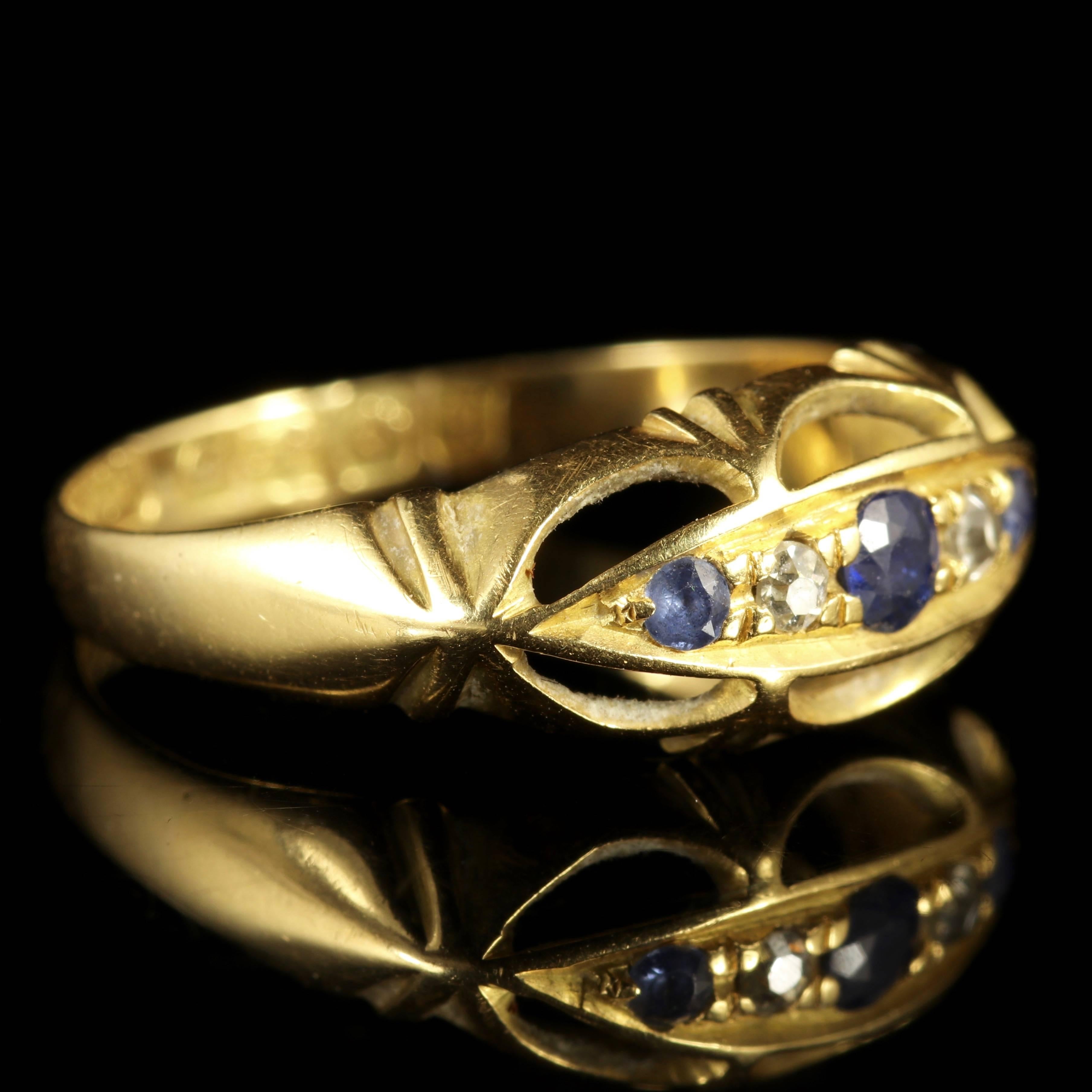 Women's Edwardian Sapphire Diamond 18 Carat Gold Ring, 1915