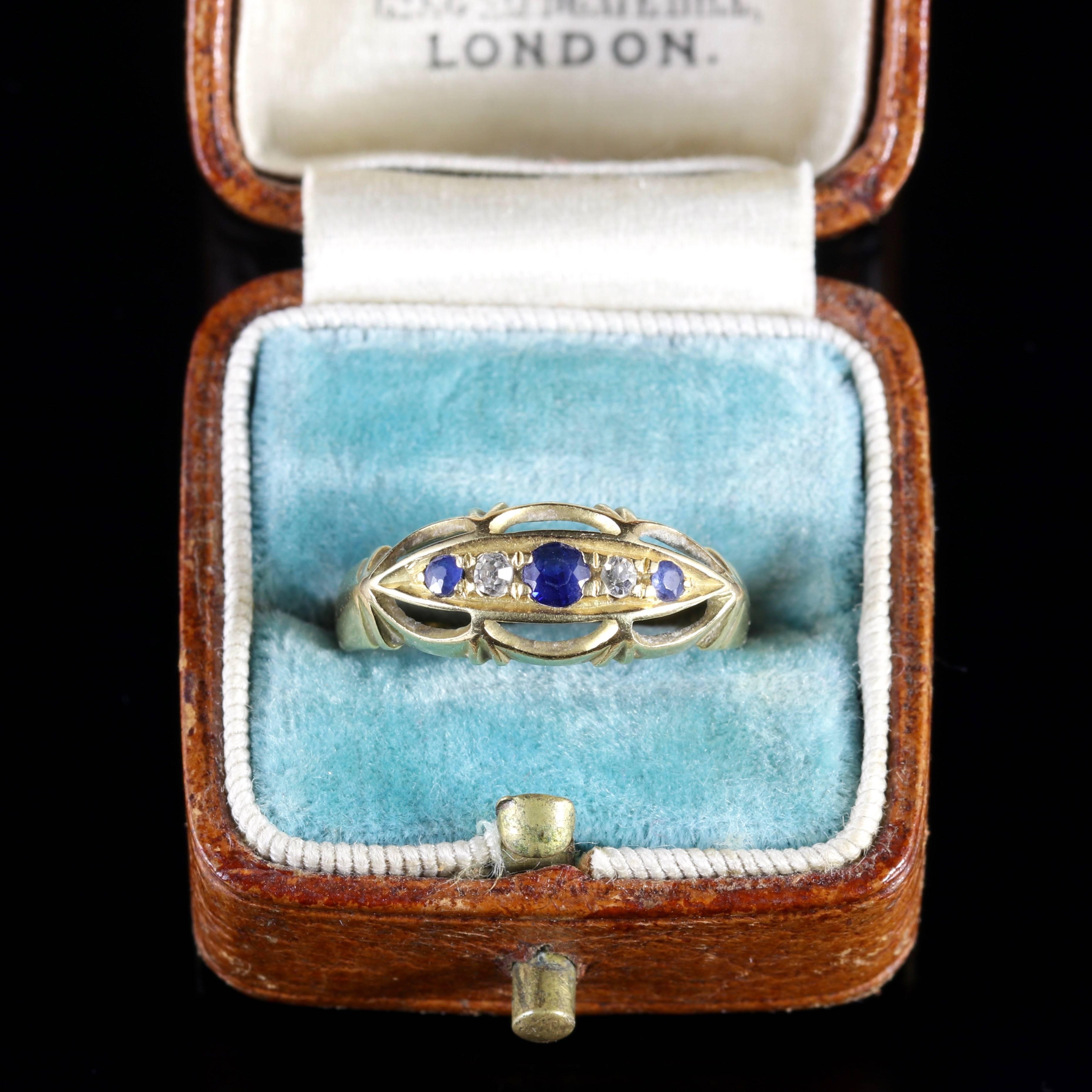 Edwardian Sapphire Diamond 18 Carat Gold Ring, 1915 2