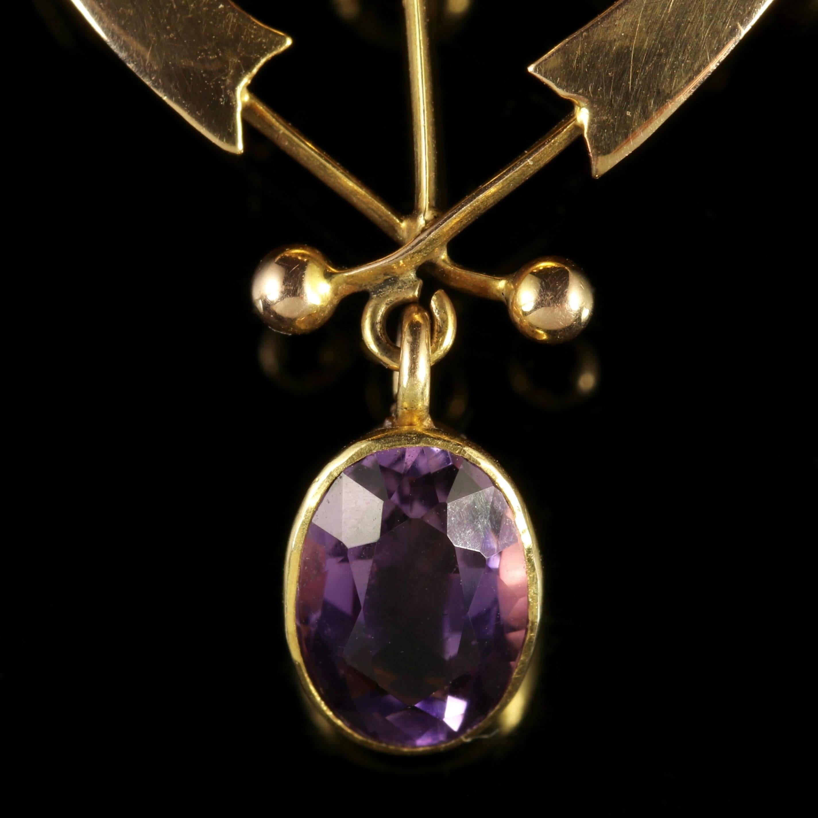 Victorian Antique Amethyst Pearl Gold Pendant Brooch, circa 1880 For Sale