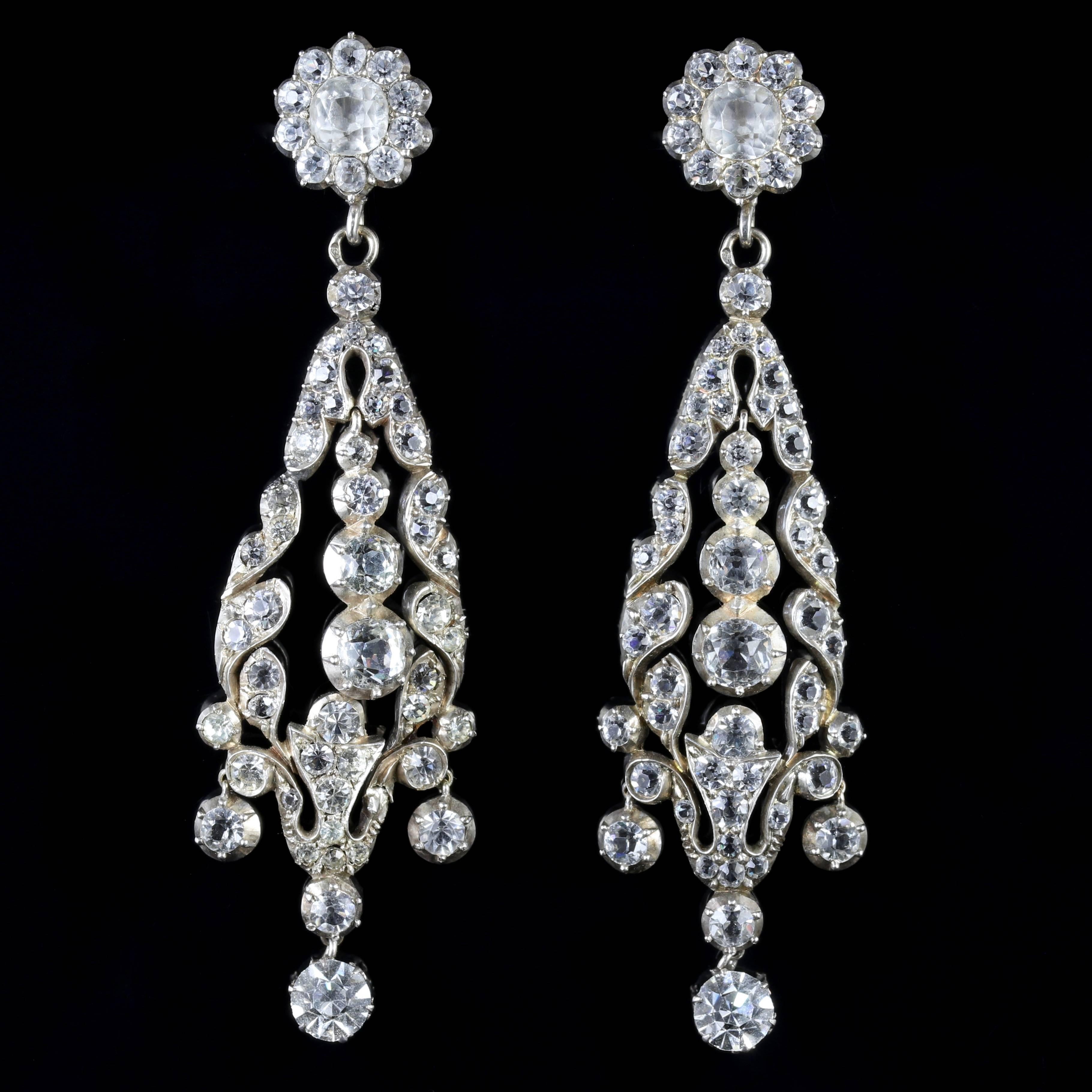 To read more please click continue reading below-

These are truly magnificent, a genuine pair of Sterling Silver Georgian Paste earrings which are complete in their original box.

Due to its age, Georgian jewellery is quite rare, with some pieces