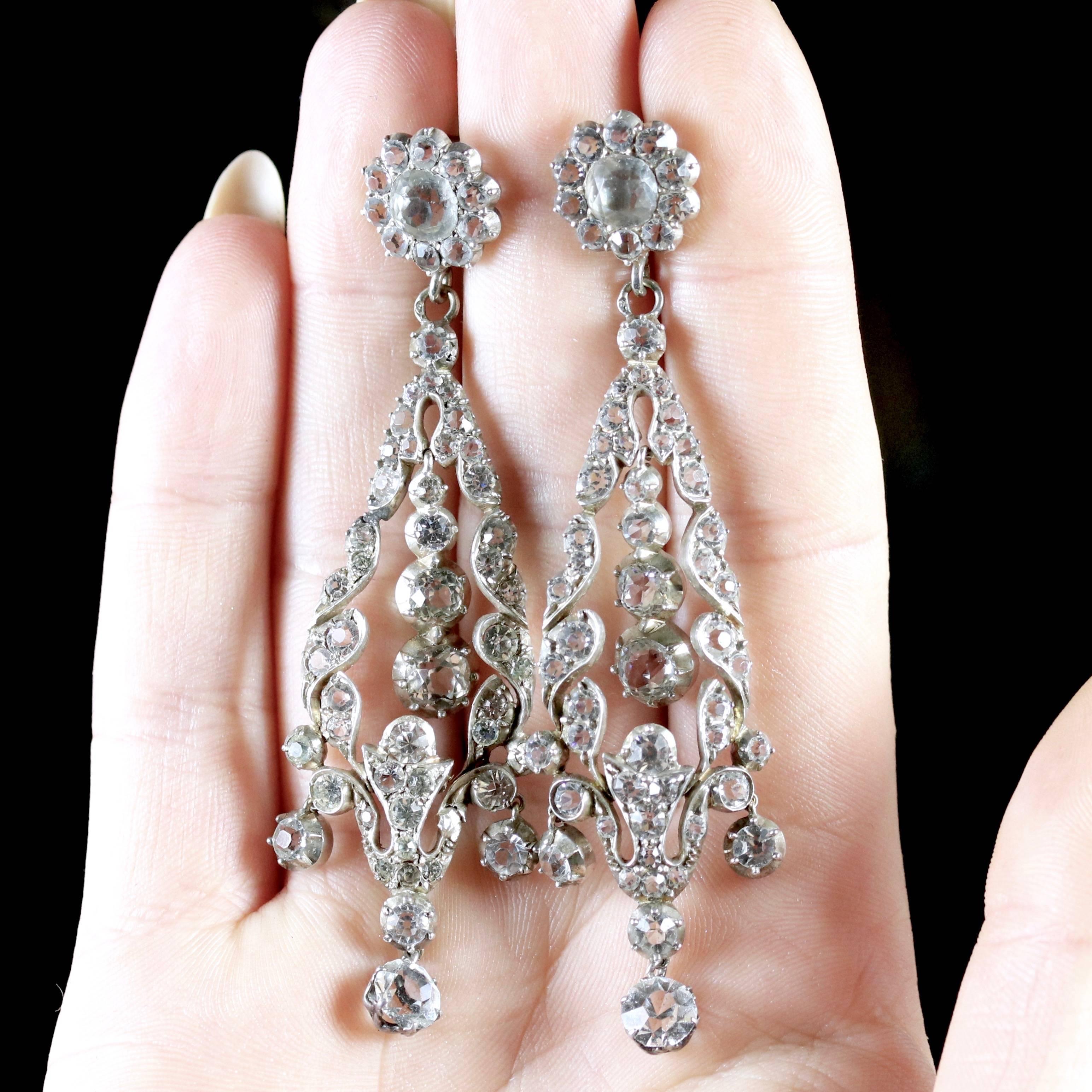 Georgian Boxed Long Paste Earrings, circa 1800 6