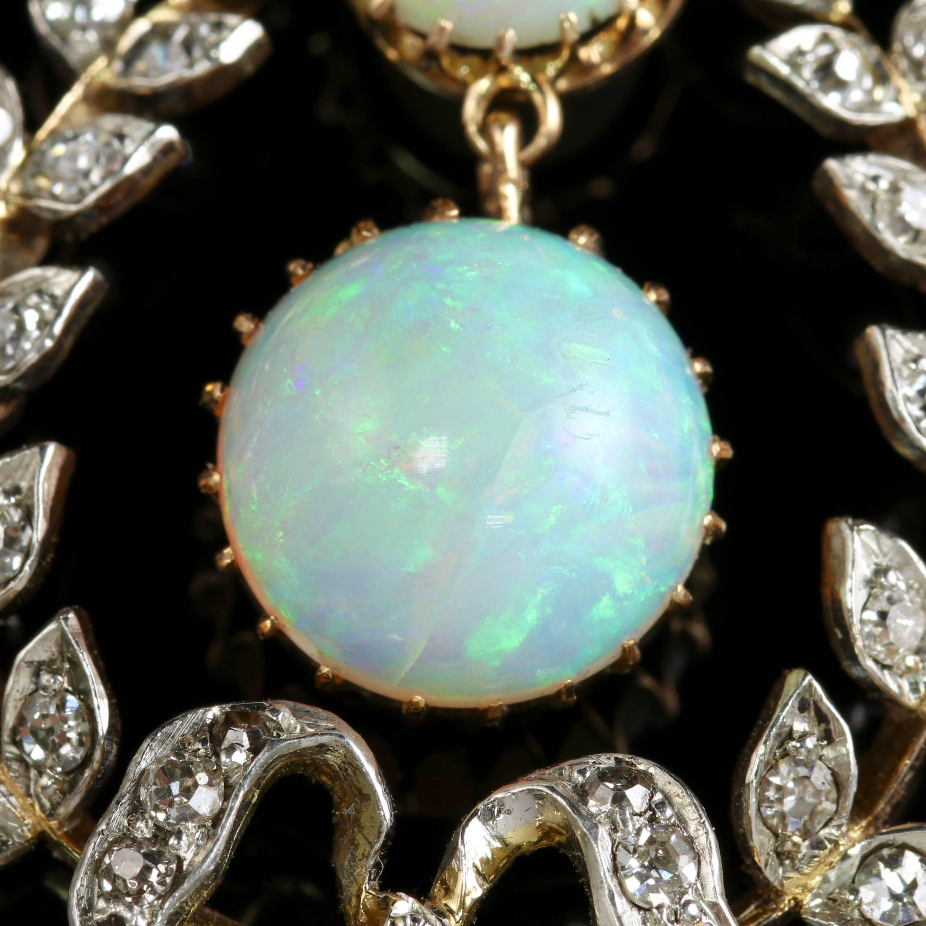 Edwardian Opal Diamond Pendant 18 Carat Gold, circa 1910 In Excellent Condition In Lancaster, Lancashire