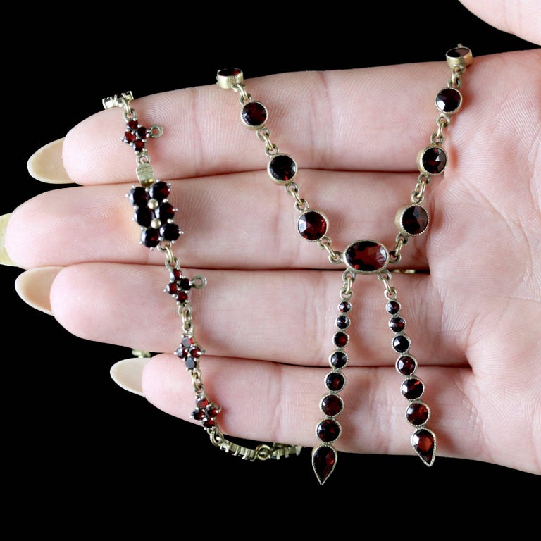 Antique Victorian Garnet Necklace circa 1880 Bohemian Garnets at 1stDibs