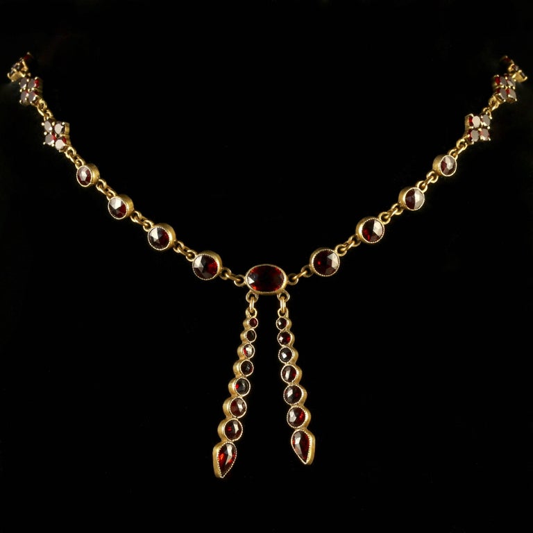 Antique Victorian Garnet Necklace circa 1880 Bohemian Garnets at 1stDibs