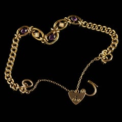 Antique Victorian Amethyst Pearl Padlock Bracelet, circa 1900