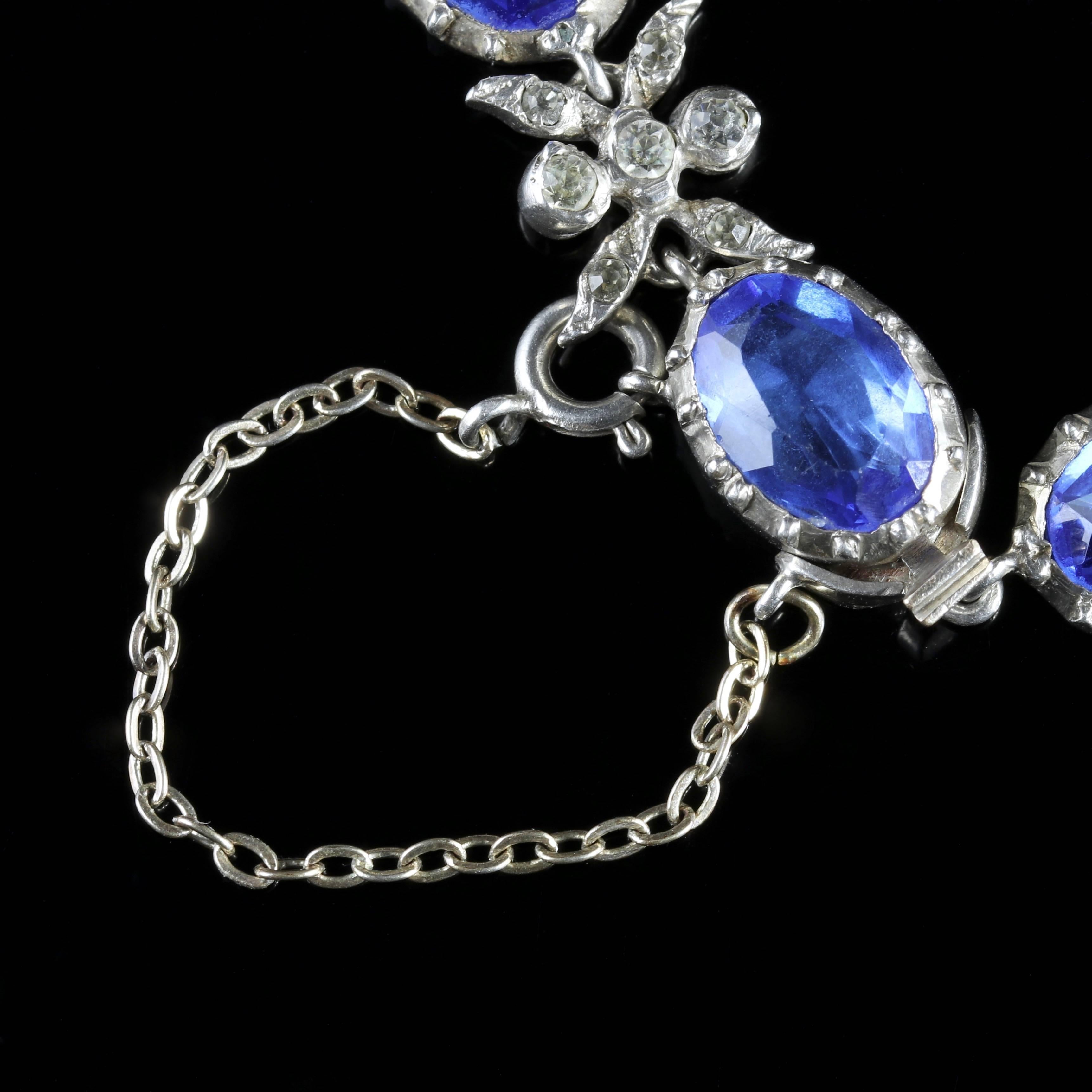 Antique Victorian Silver Blue Paste Bracelet, circa 1900 2
